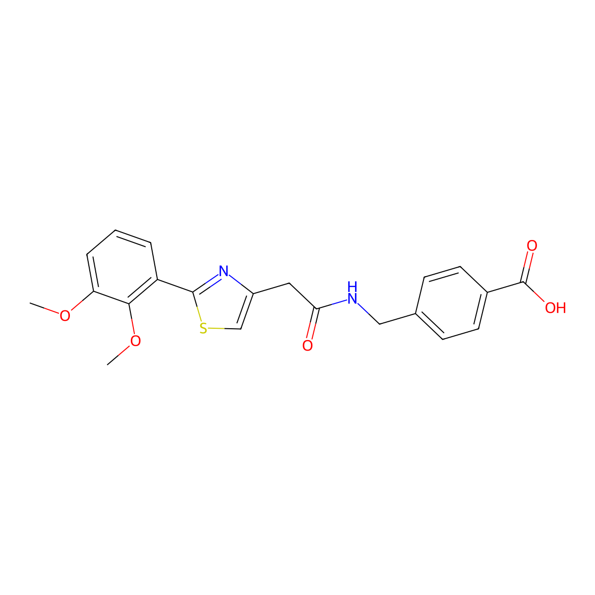 4-[({[2-(2,3-Dimethoxyphenyl)-1,3-thiazol-4-yl]acetyl}amino)methyl]benzoic acid molecular structure, CAS 1190256-35-9
