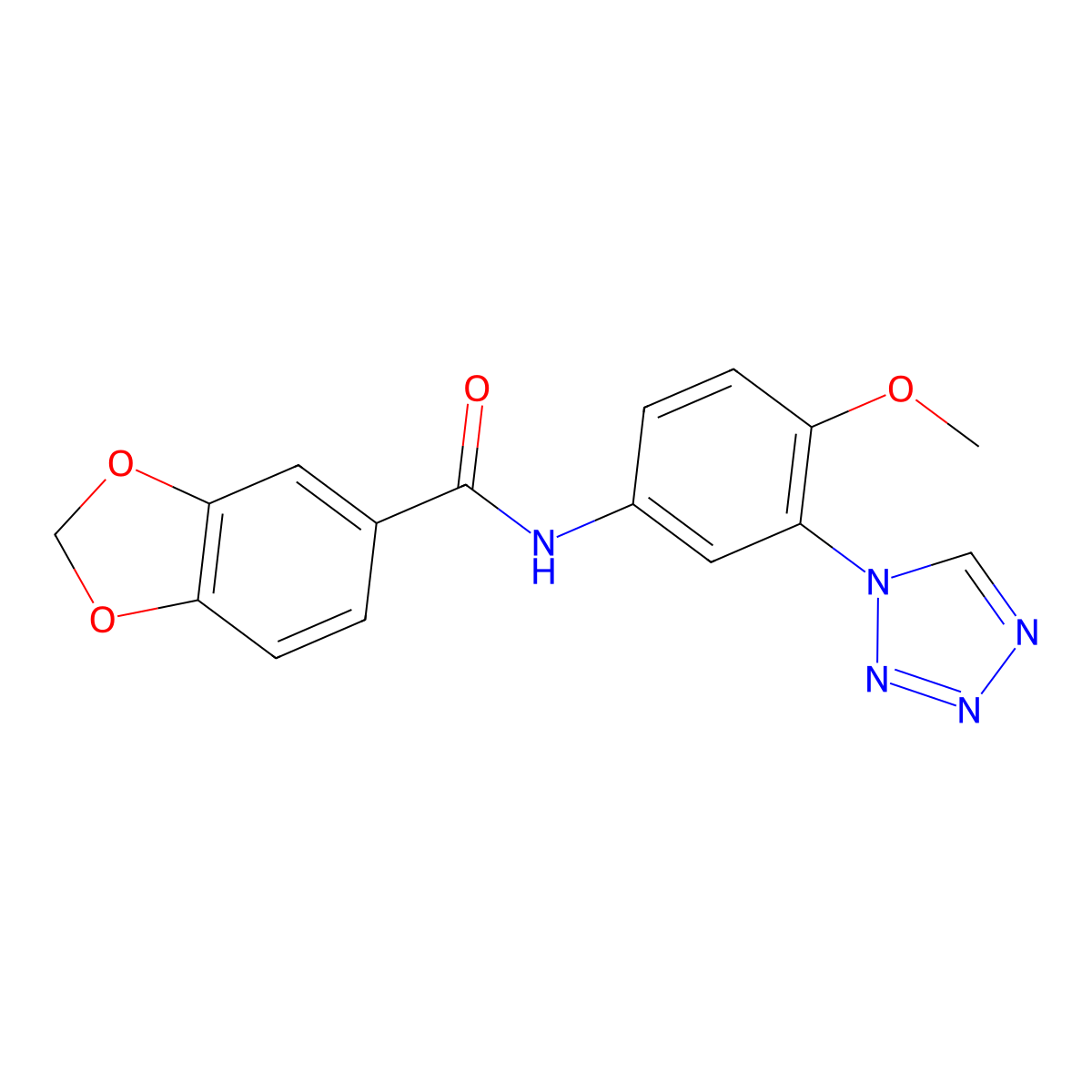 N-[4-methoxy-3-(1H-tetrazol-1-yl)phenyl]-1,3-benzodioxole-5-carboxamide molecular structure, CAS 1190256-42-8