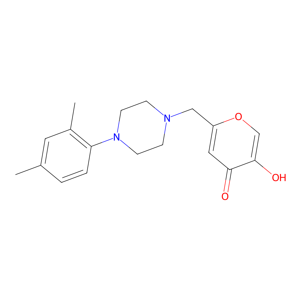 2-{[4-(2,4-dimethylphenyl)piperazin-1-yl]methyl}-5-hydroxy-4H-pyran-4-one molecular structure, CAS 1190256-44-0