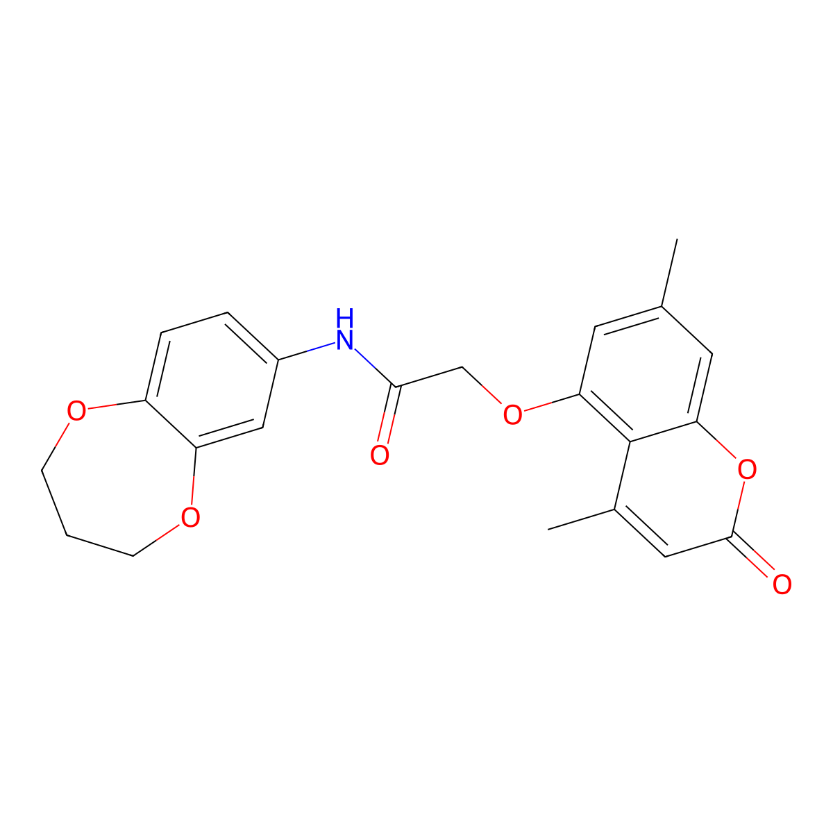 N-(3,4-dihydro-2H-1,5-benzodioxepin-7-yl)-2-[(4,7-dimethyl-2-oxo-2H-chromen-5-yl)oxy]acetamide molecular structure, CAS 1190256-51-9