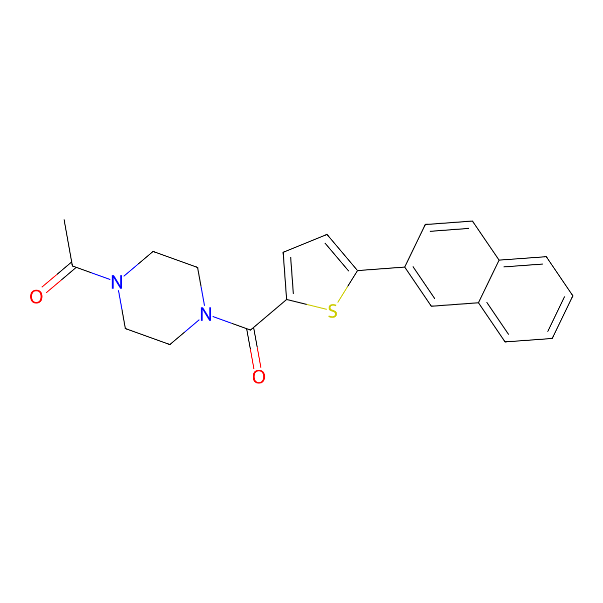 1-Acetyl-4-{[5-(2-naphthyl)-2-thienyl]carbonyl}piperazine molecular structure, CAS 1190256-70-2