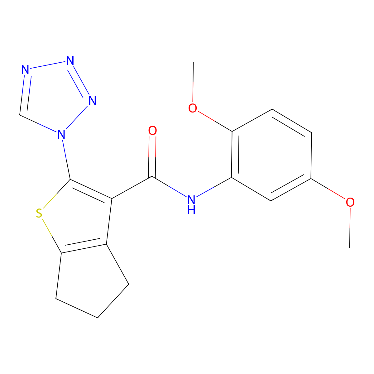 N-(2,5-dimethoxyphenyl)-2-(1H-tetrazol-1-yl)-5,6-dihydro-4H-cyclopenta[b]thiophene-3-carboxamide molecular structure, CAS 1190256-71-3