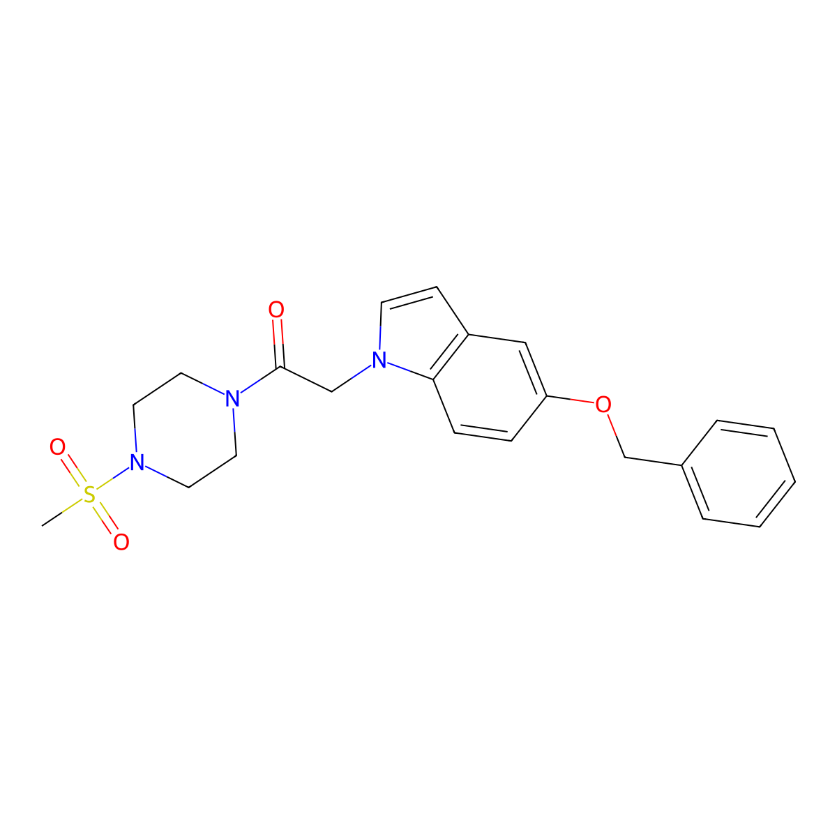 2-[5-(benzyloxy)-1H-indol-1-yl]-1-[4-(methylsulfonyl)piperazin-1-yl]ethanone molecular structure, CAS 1190256-73-5
