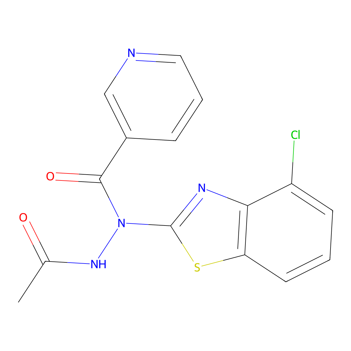 N'-acetyl-N-(4-chloro-1,3-benzothiazol-2-yl)pyridine-3-carbohydrazide molecular structure, CAS 1190256-75-7