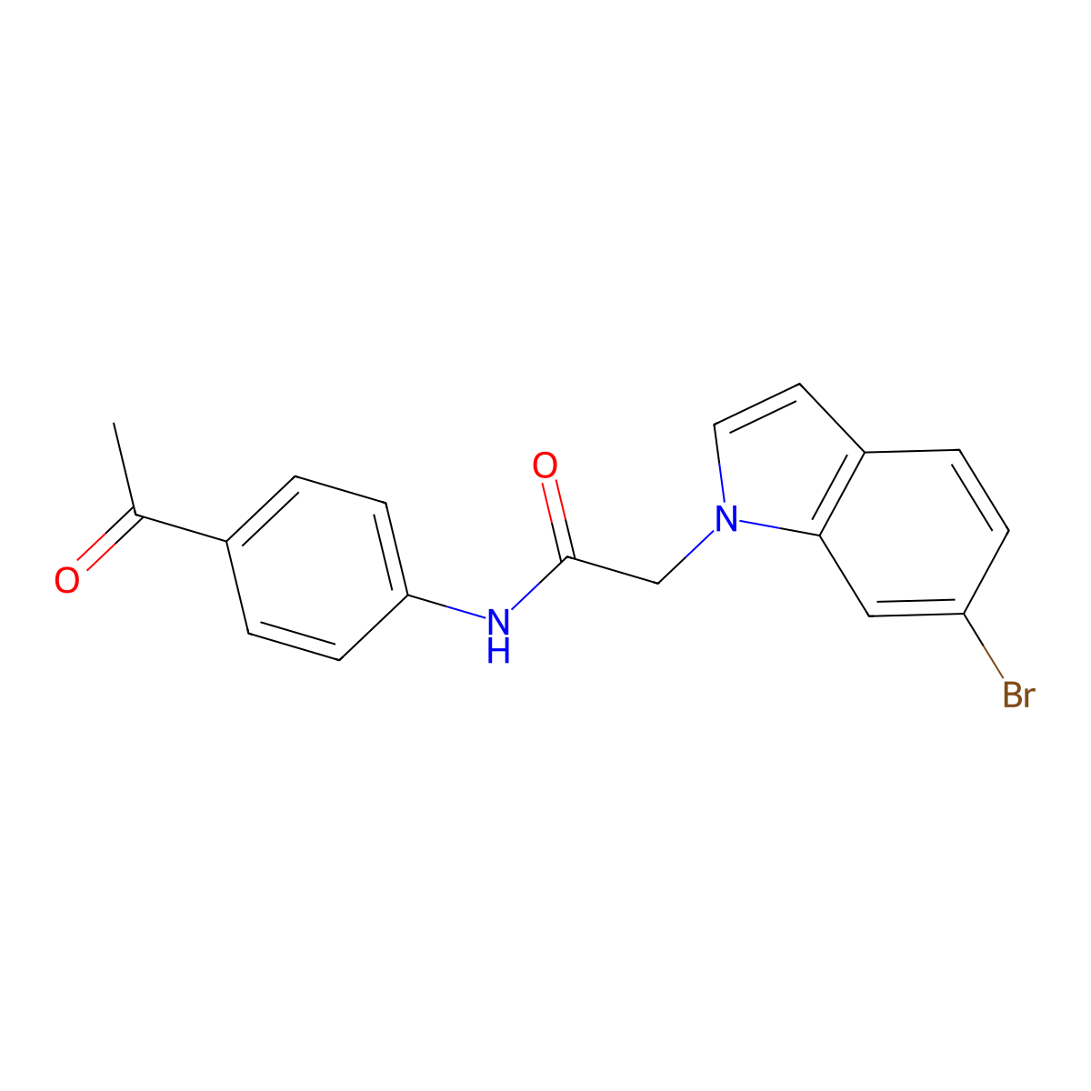 N-(4-acetylphenyl)-2-(6-bromo-1H-indol-1-yl)acetamide molecular structure, CAS 1190256-92-8