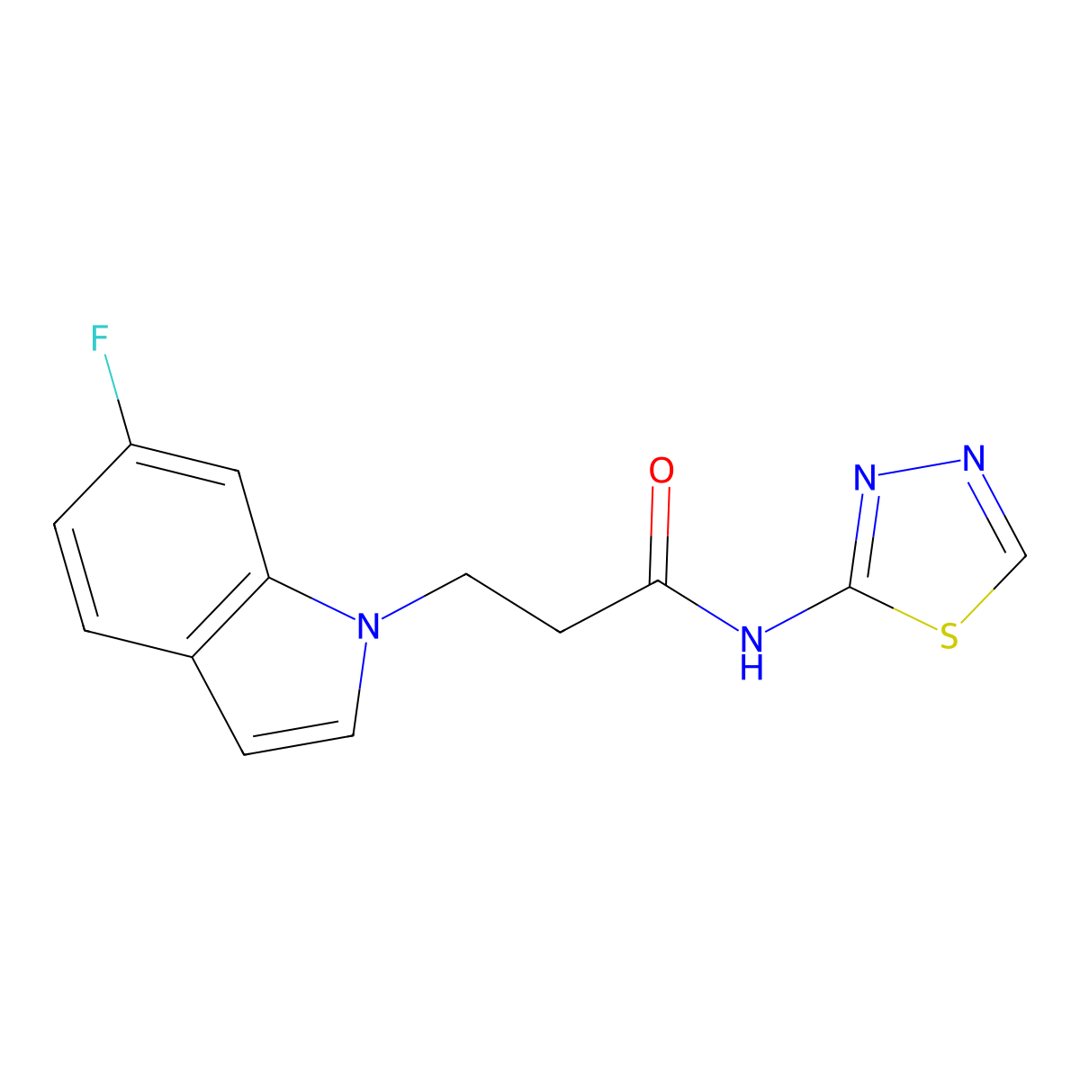 3-(6-fluoro-1H-indol-1-yl)-N-(1,3,4-thiadiazol-2-yl)propanamide molecular structure, CAS 1190256-93-9