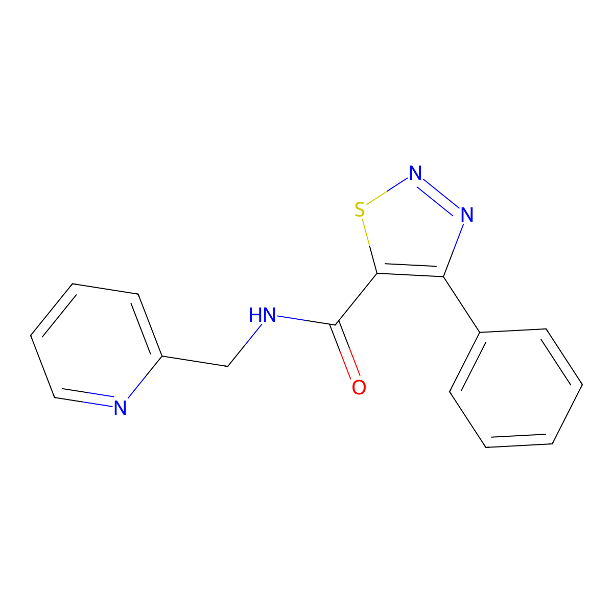 4-phenyl-N-(pyridin-2-ylmethyl)-1,2,3-thiadiazole-5-carboxamide molecular structure, CAS 1190256-95-1