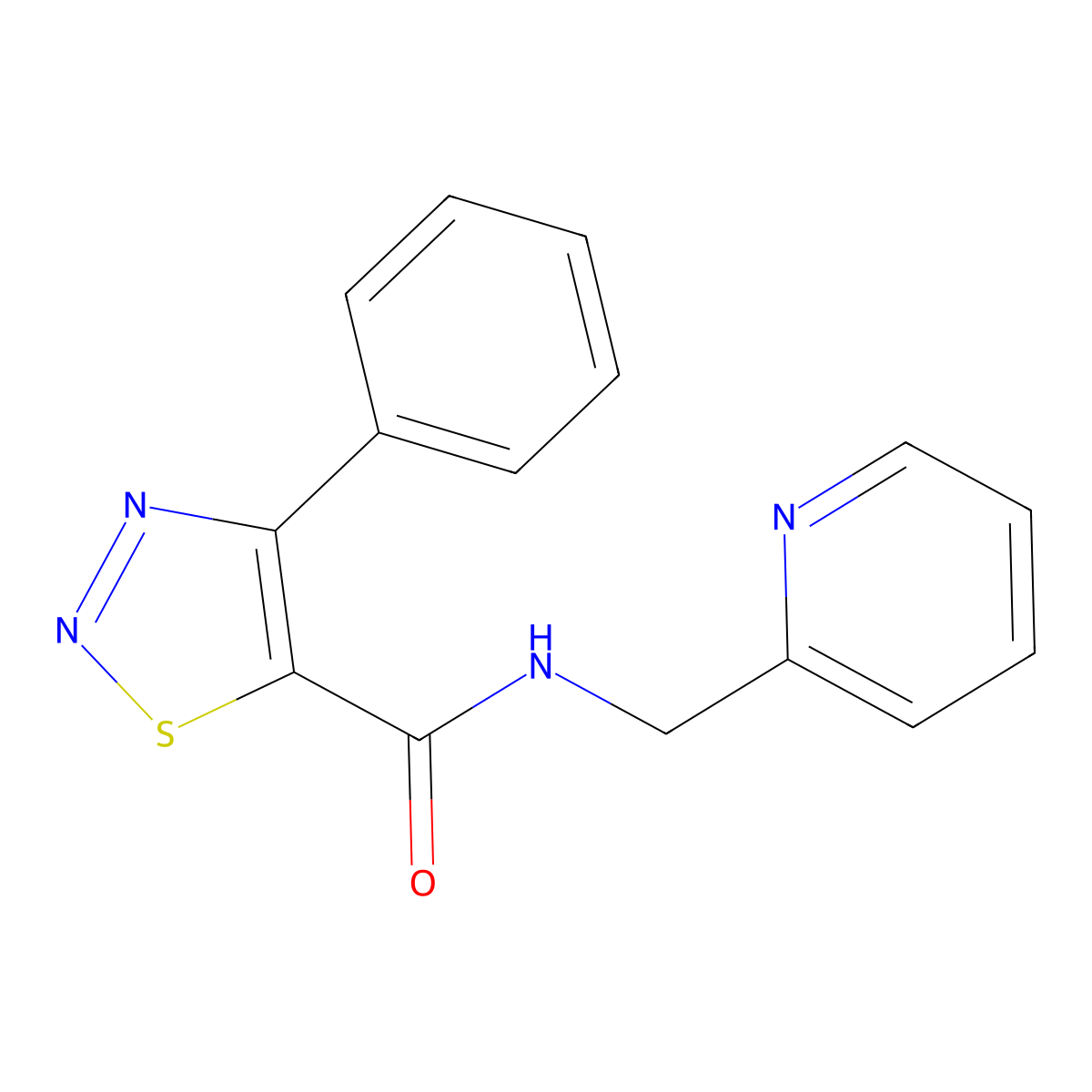 4-phenyl-N-(pyridin-2-ylmethyl)-1,2,3-thiadiazole-5-carboxamide molecular structure, CAS 1190256-95-1