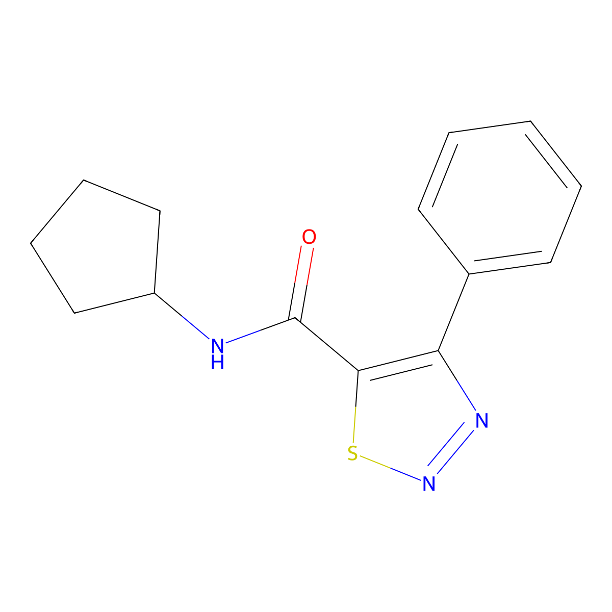 N-cyclopentyl-4-phenyl-1,2,3-thiadiazole-5-carboxamide molecular structure, CAS 1190257-02-3
