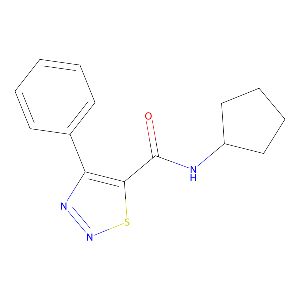 N-cyclopentyl-4-phenyl-1,2,3-thiadiazole-5-carboxamide molecular structure, CAS 1190257-02-3