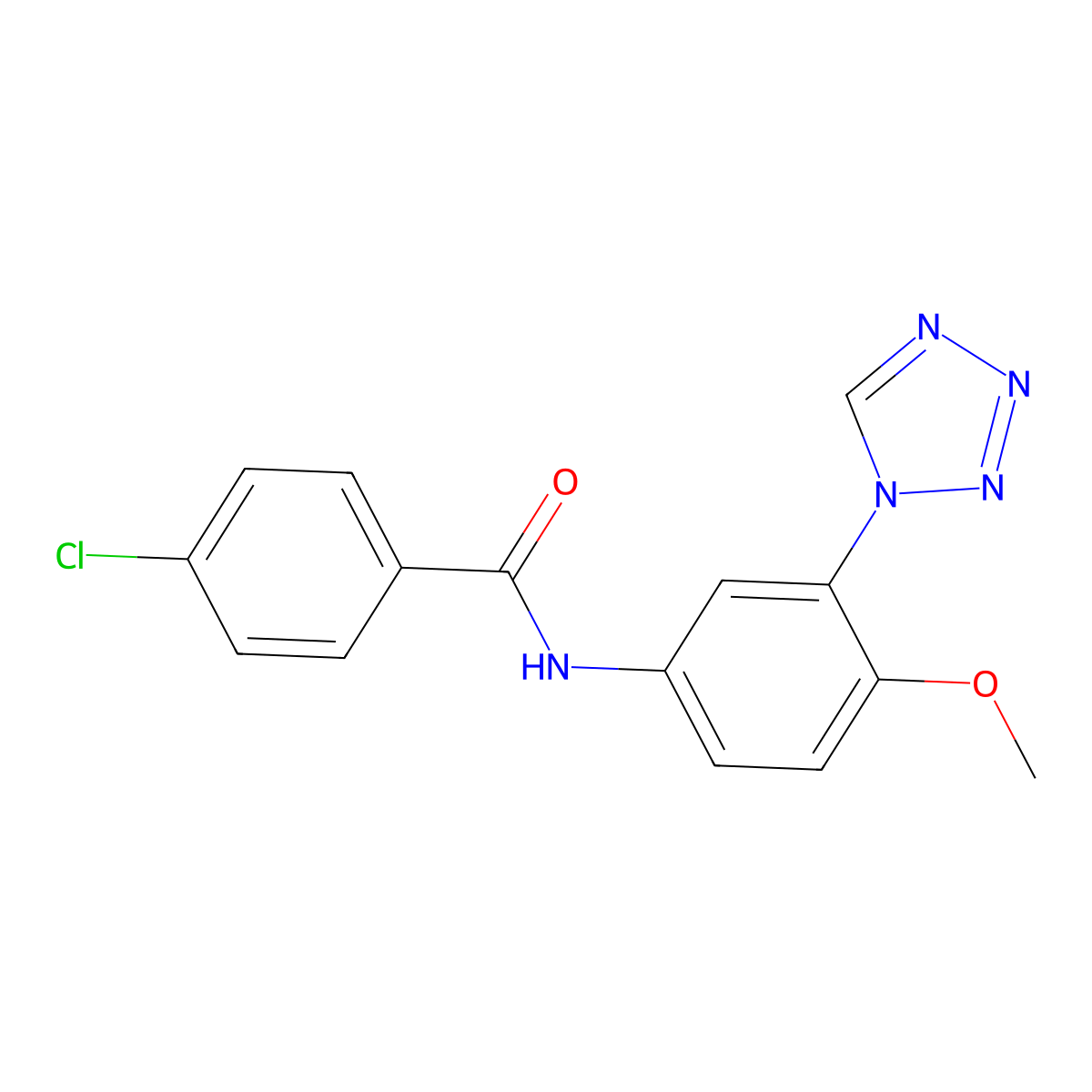 4-chloro-N-[4-methoxy-3-(1H-tetrazol-1-yl)phenyl]benzamide molecular structure, CAS 1190257-07-8