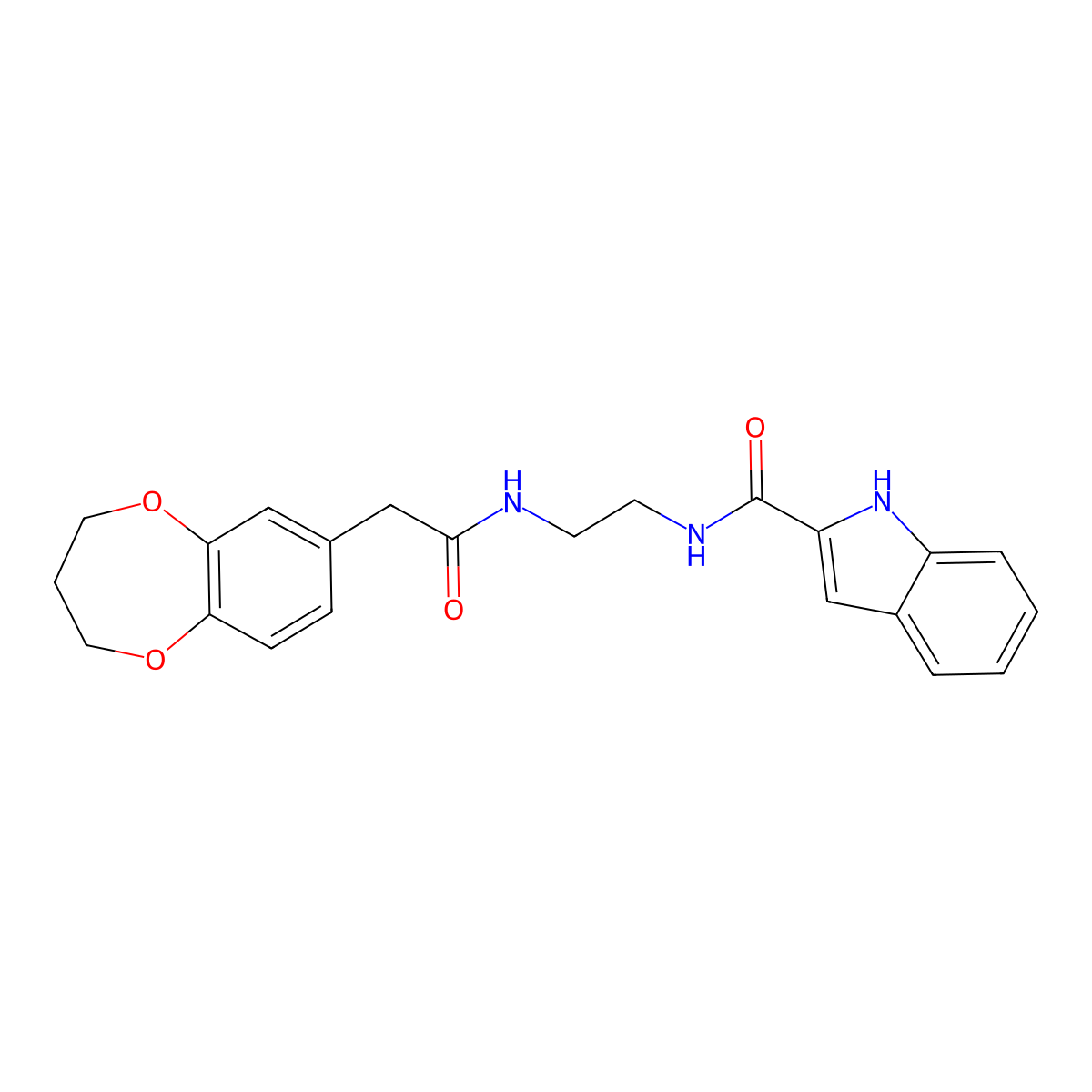 N-{2-[(3,4-dihydro-2H-1,5-benzodioxepin-7-ylacetyl)amino]ethyl}-1H-indole-2-carboxamide molecular structure, CAS 1190257-15-8