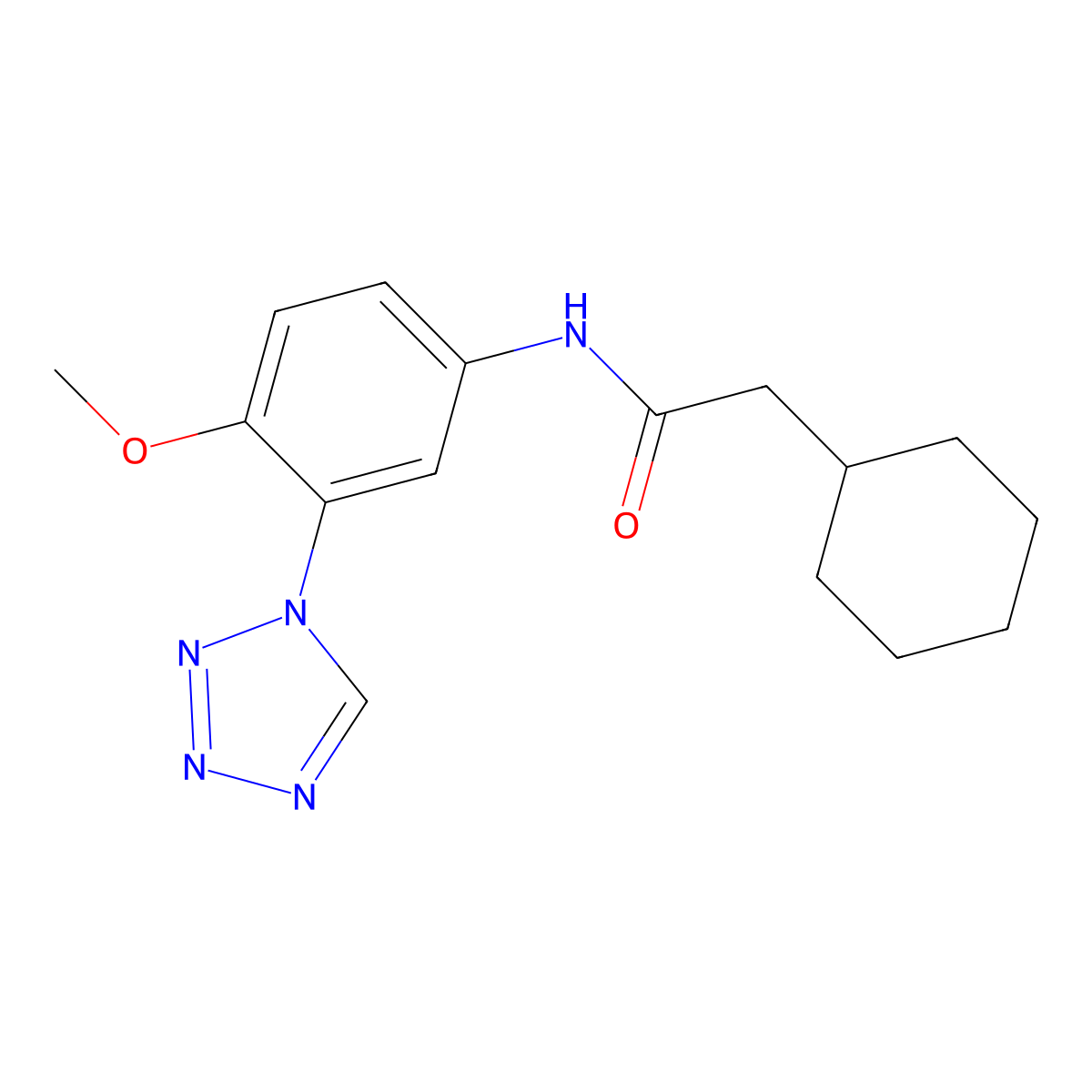 2-cyclohexyl-N-[4-methoxy-3-(1H-tetrazol-1-yl)phenyl]acetamide molecular structure, CAS 1190257-31-8