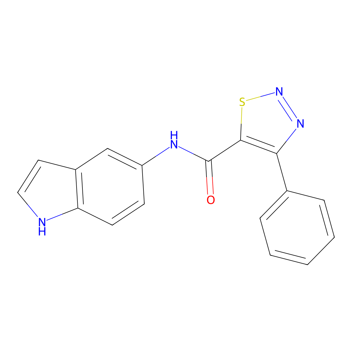 N-(1H-indol-5-yl)-4-phenyl-1,2,3-thiadiazole-5-carboxamide molecular structure, CAS 1190257-39-6