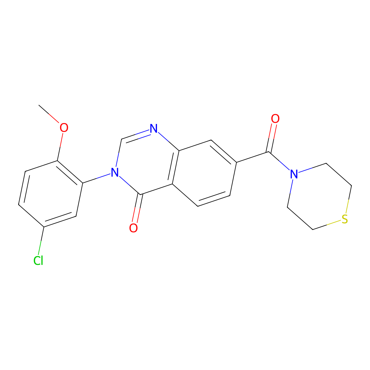 3-(5-chloro-2-methoxyphenyl)-7-(thiomorpholin-4-ylcarbonyl)quinazolin-4(3H)-one molecular structure, CAS 1190257-55-6