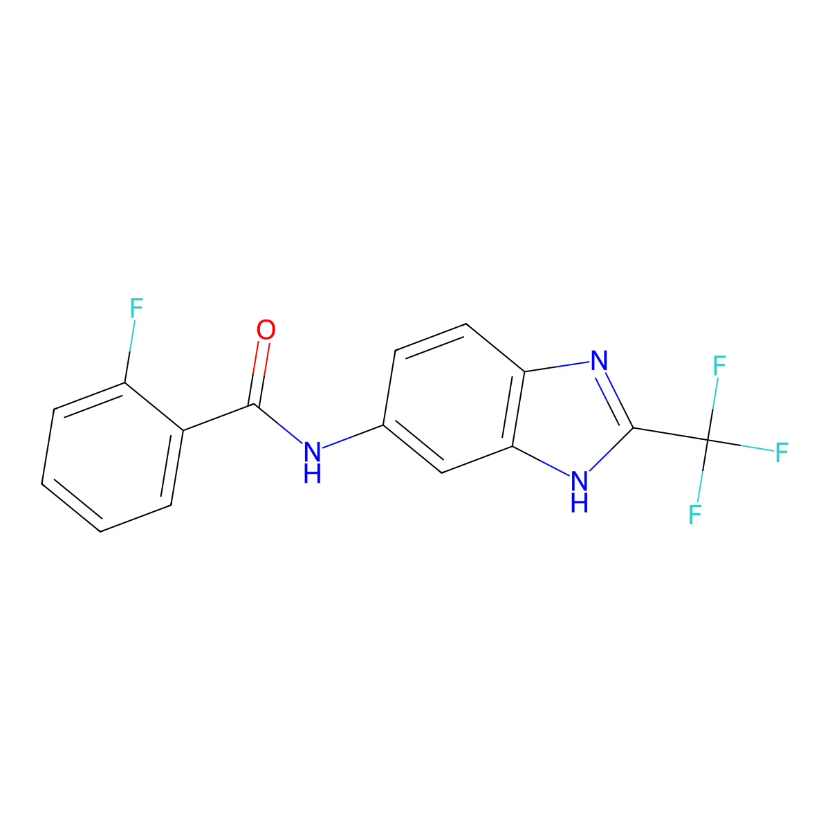 2-fluoro-N-[2-(trifluoromethyl)-1H-benzimidazol-5-yl]benzamide molecular structure, CAS 1190257-79-4