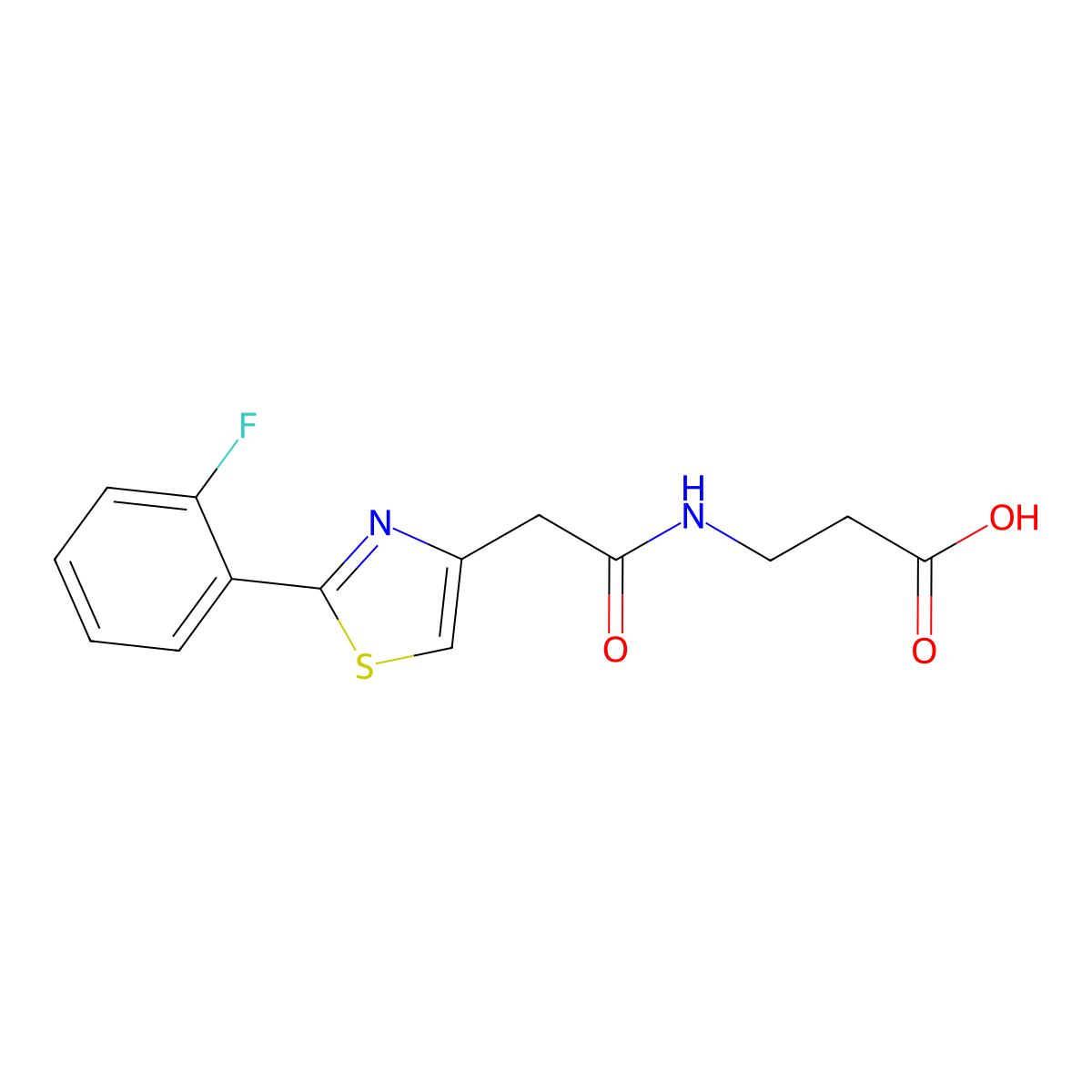 N-{[2-(2-fluorophenyl)-1,3-thiazol-4-yl]acetyl}-beta-alanine molecular structure, CAS 1190257-81-8