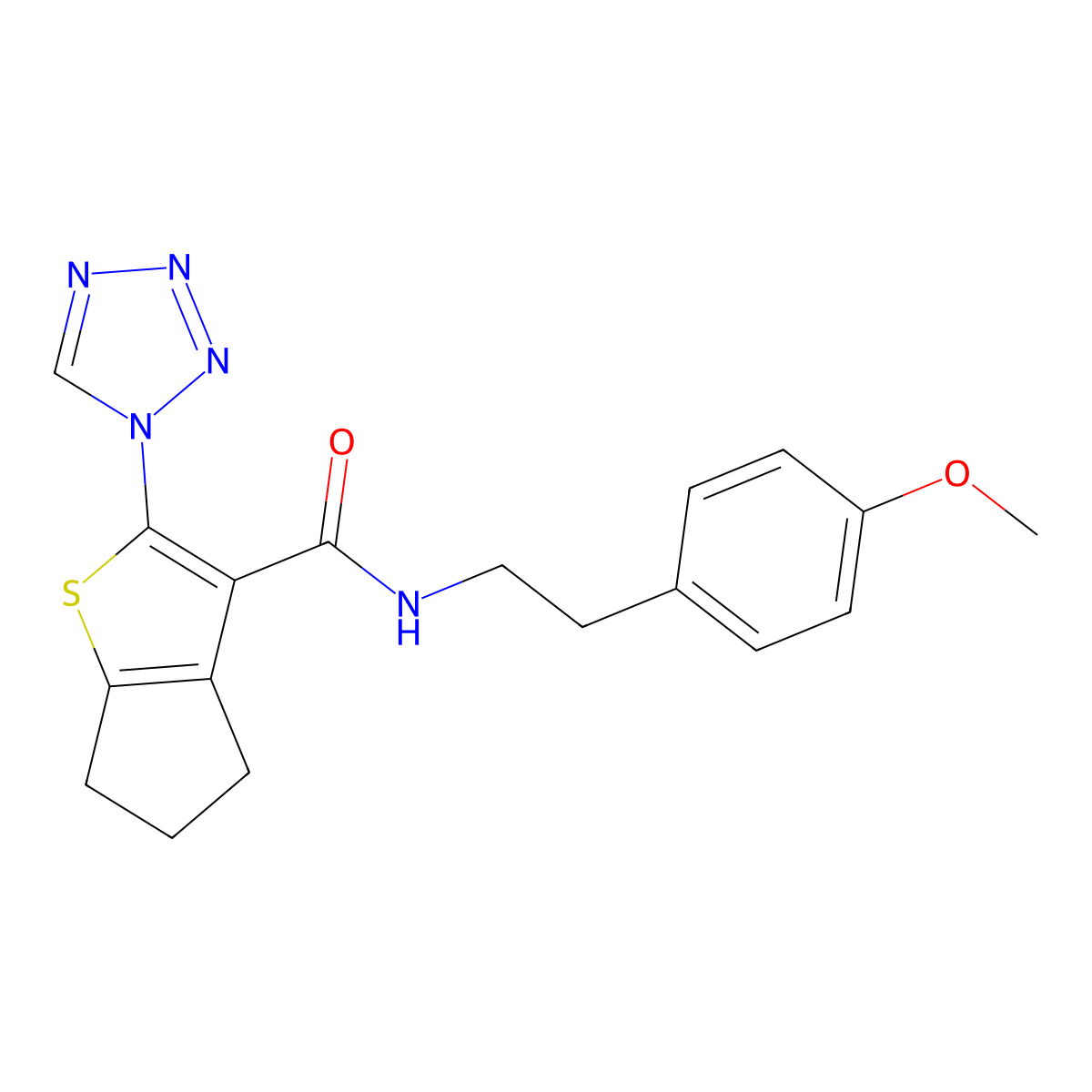 N-[2-(4-methoxyphenyl)ethyl]-2-(1H-tetrazol-1-yl)-5,6-dihydro-4H-cyclopenta[b]thiophene-3-carboxamide molecular structure, CAS 1190257-85-2