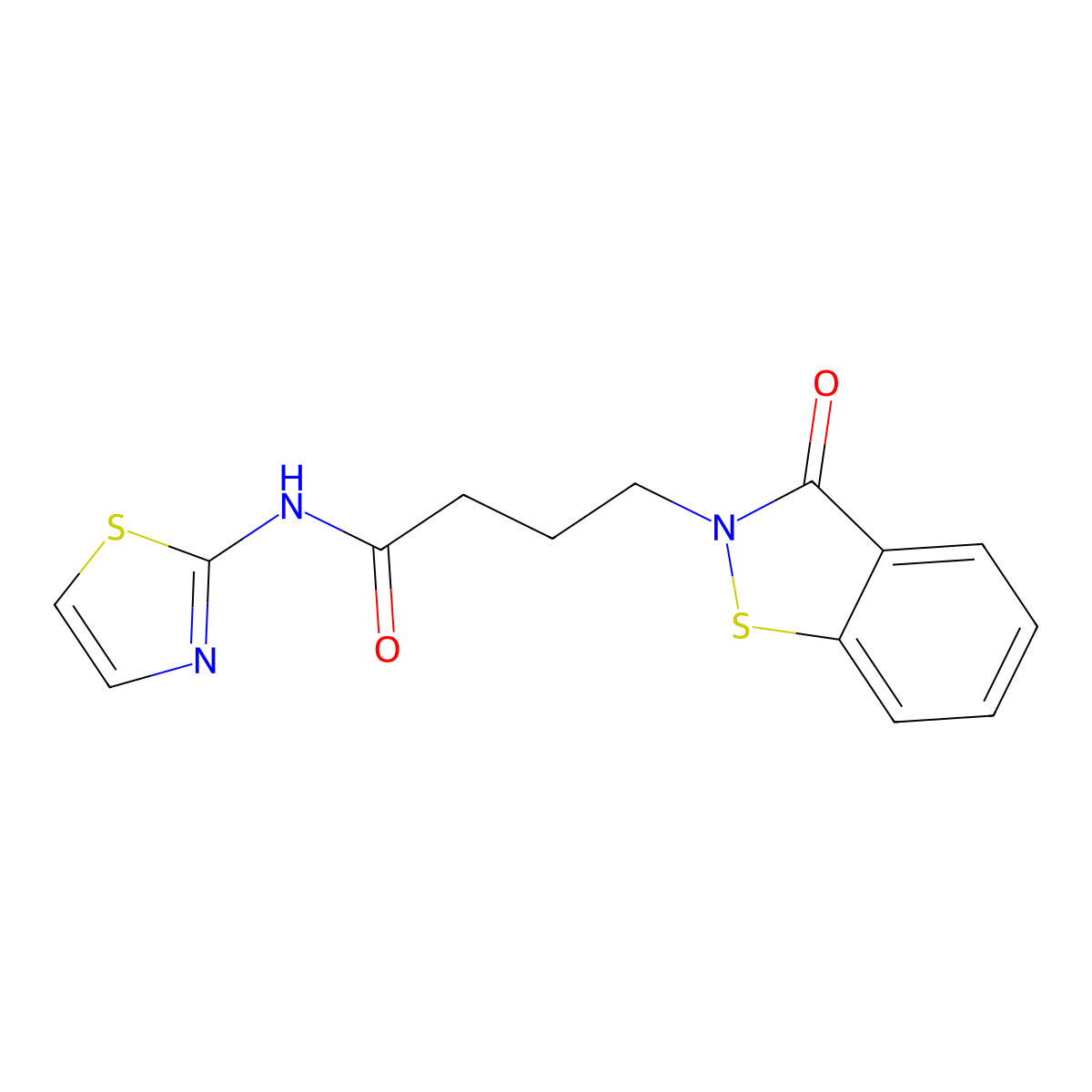 4-(3-oxo-1,2-benzothiazol-2(3H)-yl)-N-(1,3-thiazol-2-yl)butanamide molecular structure, CAS 1190257-87-4