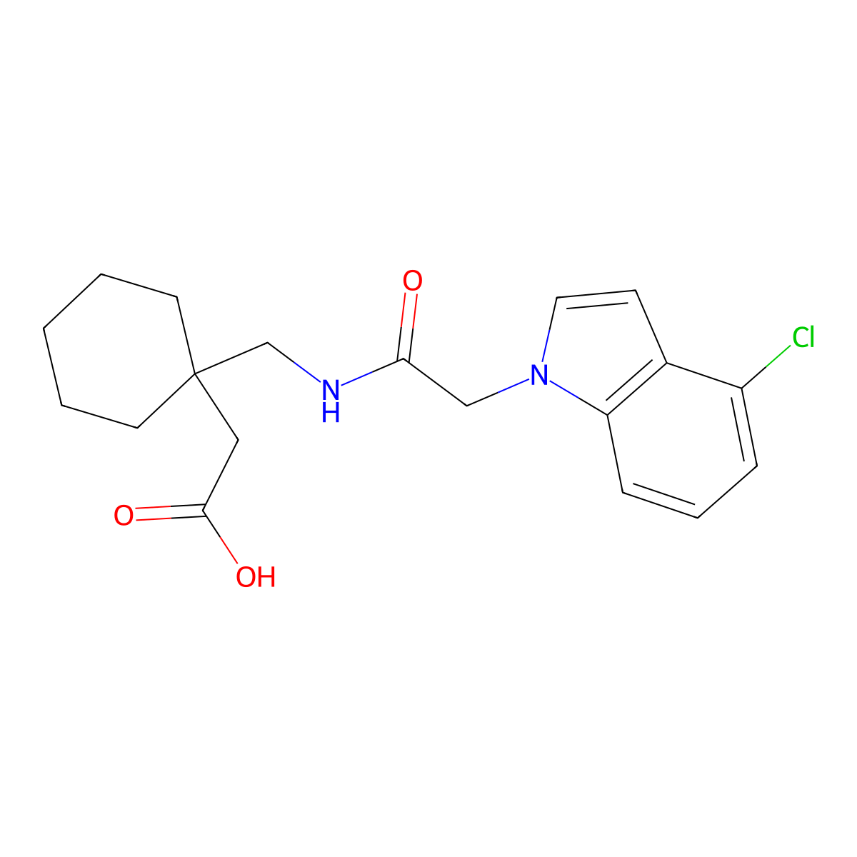 [1-({[(4-chloro-1H-indol-1-yl)acetyl]amino}methyl)cyclohexyl]acetic acid molecular structure, CAS 1190257-94-3
