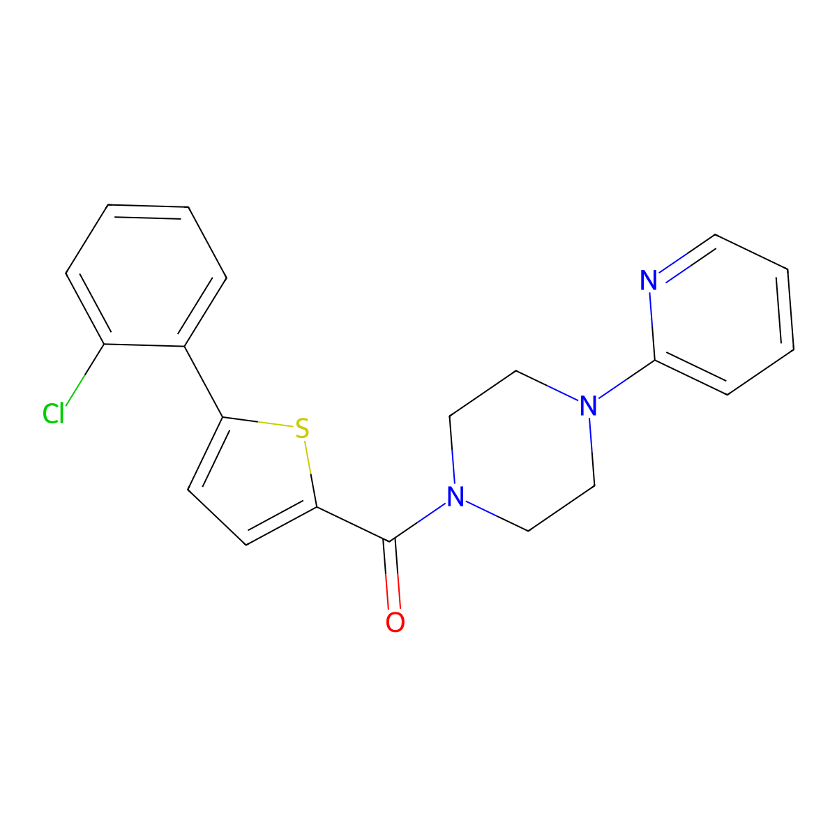 1-{[5-(2-Chlorophenyl)-2-thienyl]carbonyl}-4-(2-pyridinyl)piperazine molecular structure, CAS 1190258-05-9