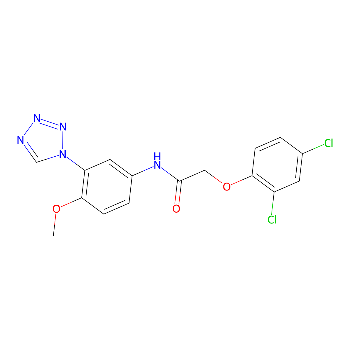 2-(2,4-dichlorophenoxy)-N-[4-methoxy-3-(1H-tetrazol-1-yl)phenyl]acetamide molecular structure, CAS 1190258-09-3