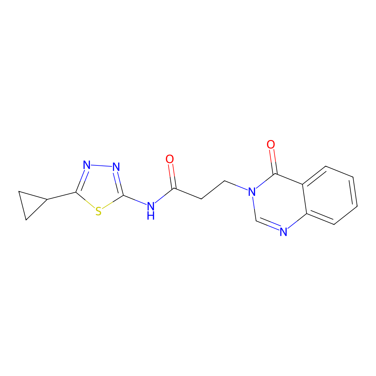 N-(5-cyclopropyl-1,3,4-thiadiazol-2-yl)-3-(4-oxoquinazolin-3(4H)-yl)propanamide molecular structure, CAS 1190258-22-0