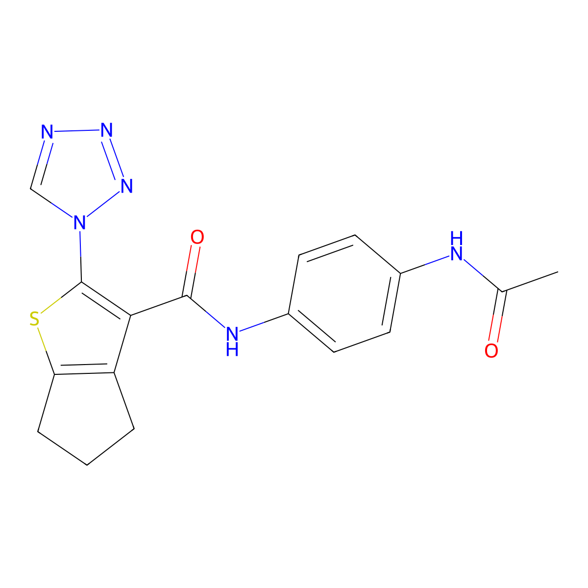 N-[4-(acetylamino)phenyl]-2-(1H-tetrazol-1-yl)-5,6-dihydro-4H-cyclopenta[b]thiophene-3-carboxamide molecular structure, CAS 1190258-29-7