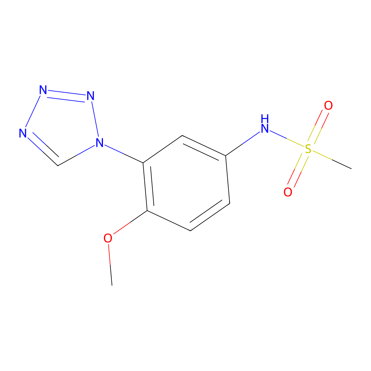 N-[4-methoxy-3-(1H-tetrazol-1-yl)phenyl]methanesulfonamide molecular structure, CAS 1190258-33-3
