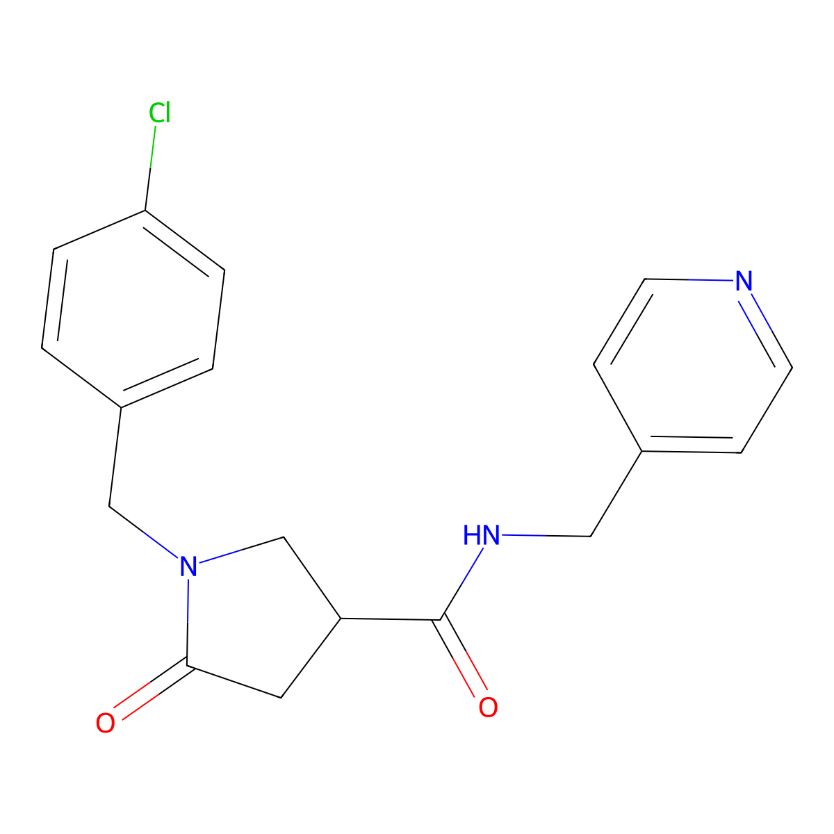 1-(4-chlorobenzyl)-5-oxo-N-(pyridin-4-ylmethyl)pyrrolidine-3-carboxamide molecular structure, CAS 1190258-45-7