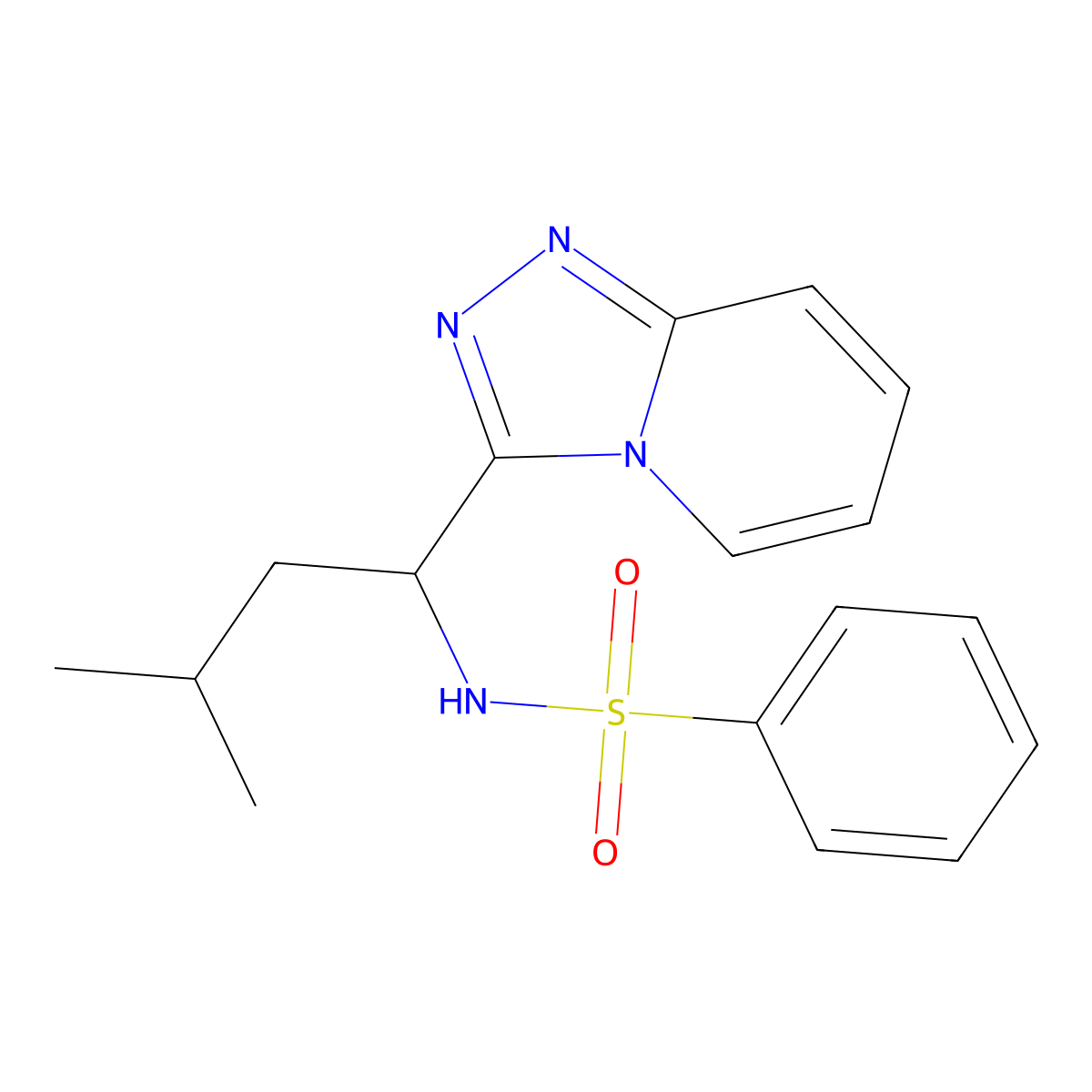 N-[3-methyl-1-([1,2,4]triazolo[4,3-a]pyridin-3-yl)butyl]benzenesulfonamide molecular structure, CAS 1190258-48-0