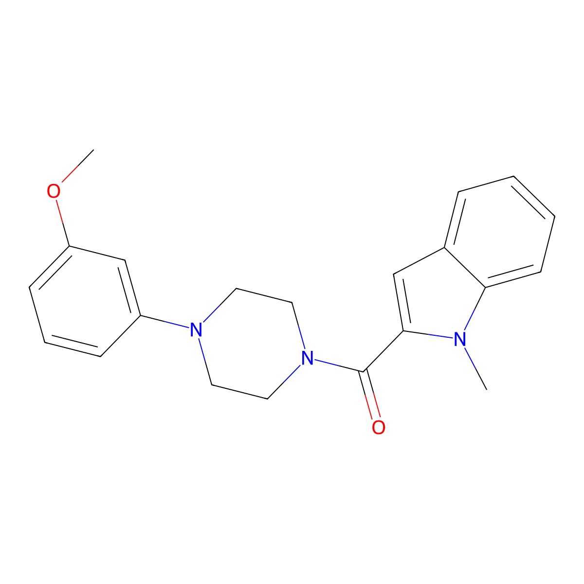 [4-(3-methoxyphenyl)piperazin-1-yl](1-methyl-1H-indol-2-yl)methanone molecular structure, CAS 1190258-54-8