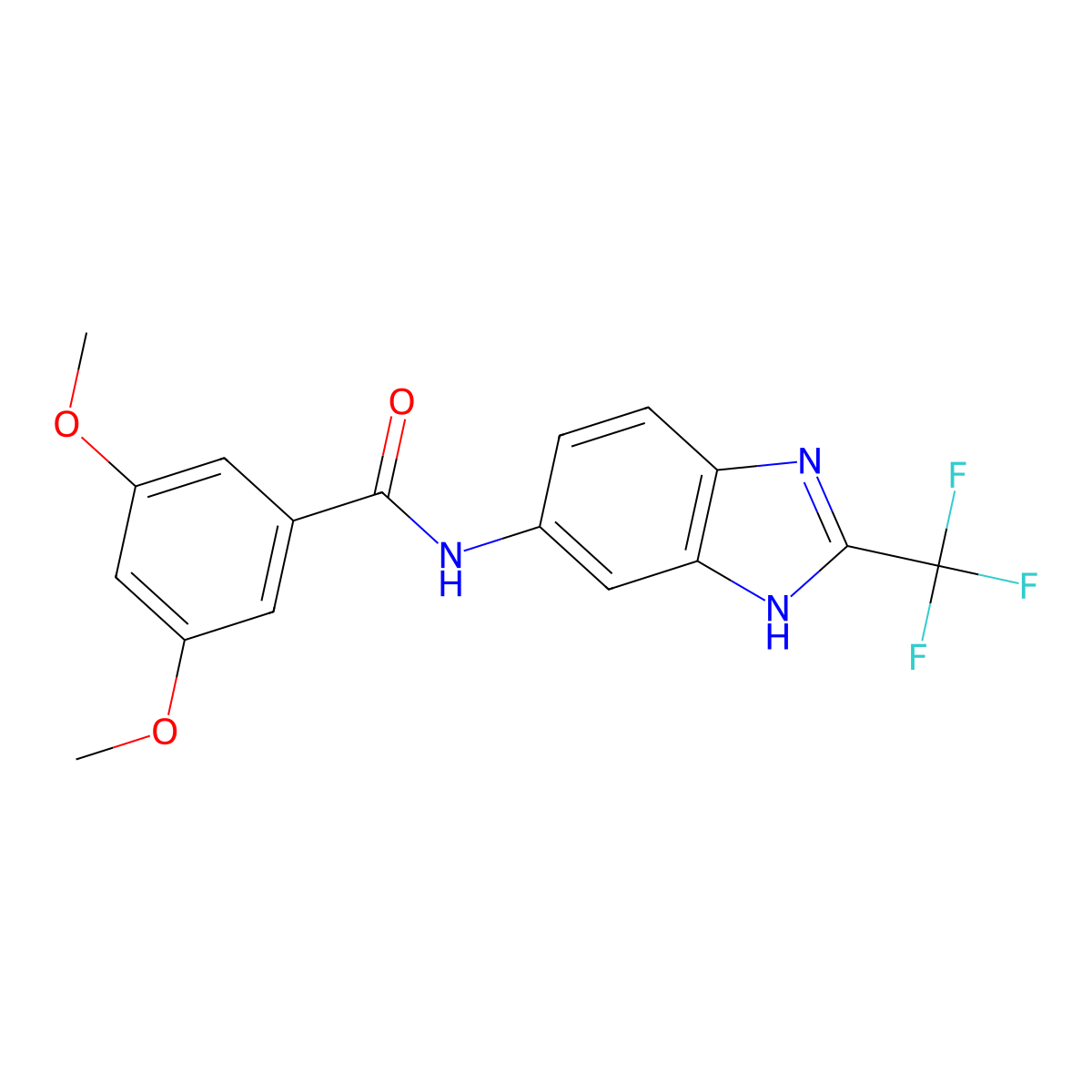 3,5-dimethoxy-N-[2-(trifluoromethyl)-1H-benzimidazol-5-yl]benzamide molecular structure, CAS 1190258-59-3