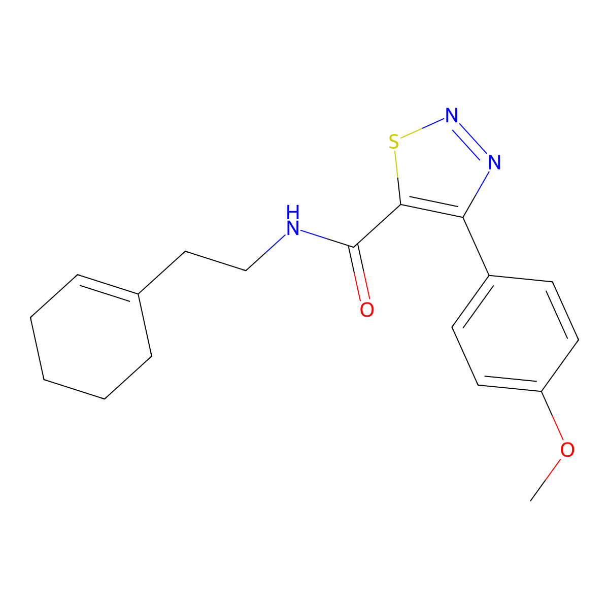 N-[2-(cyclohex-1-en-1-yl)ethyl]-4-(4-methoxyphenyl)-1,2,3-thiadiazole-5-carboxamide molecular structure, CAS 1190258-64-0