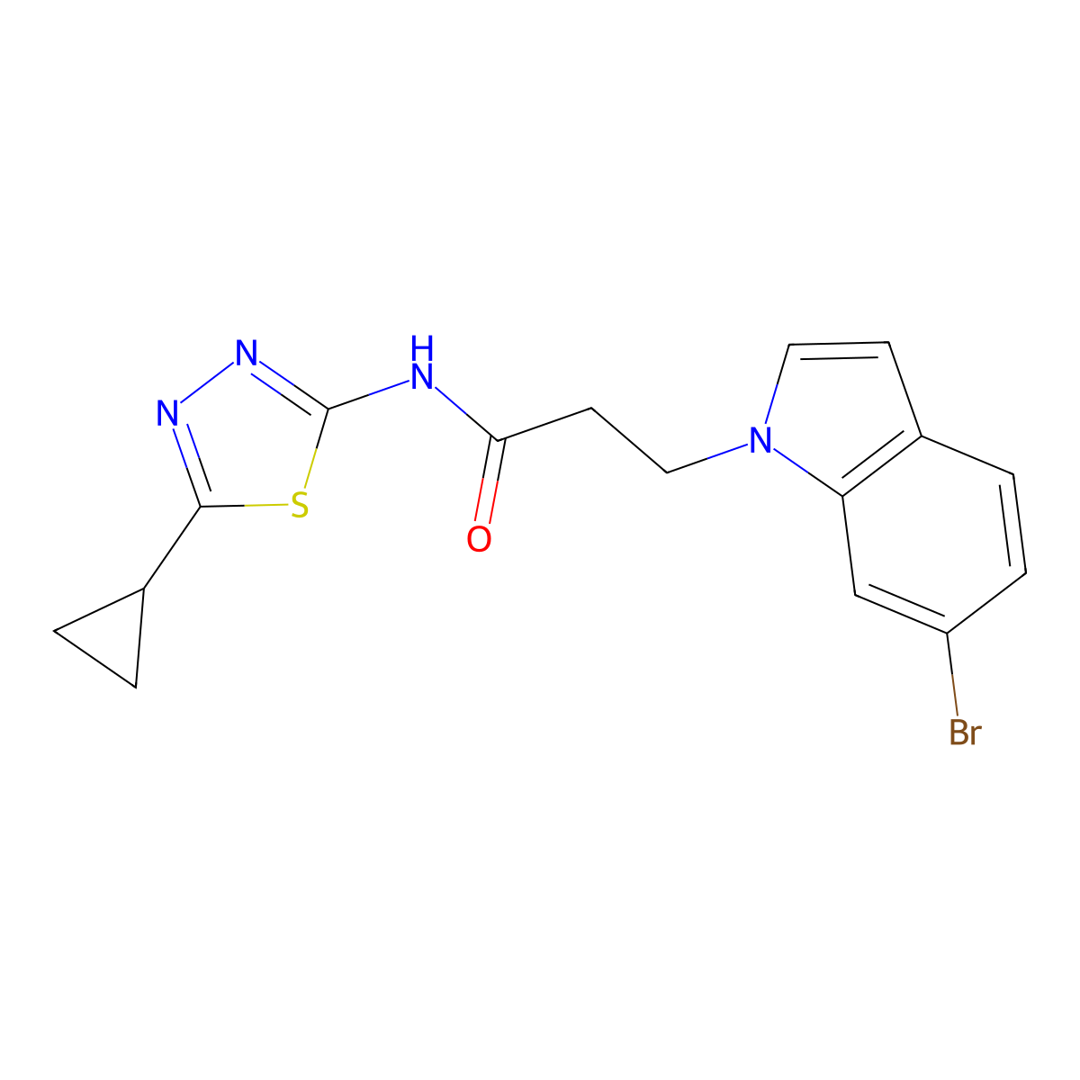 3-(6-bromo-1H-indol-1-yl)-N-(5-cyclopropyl-1,3,4-thiadiazol-2-yl)propanamide molecular structure, CAS 1190258-70-8