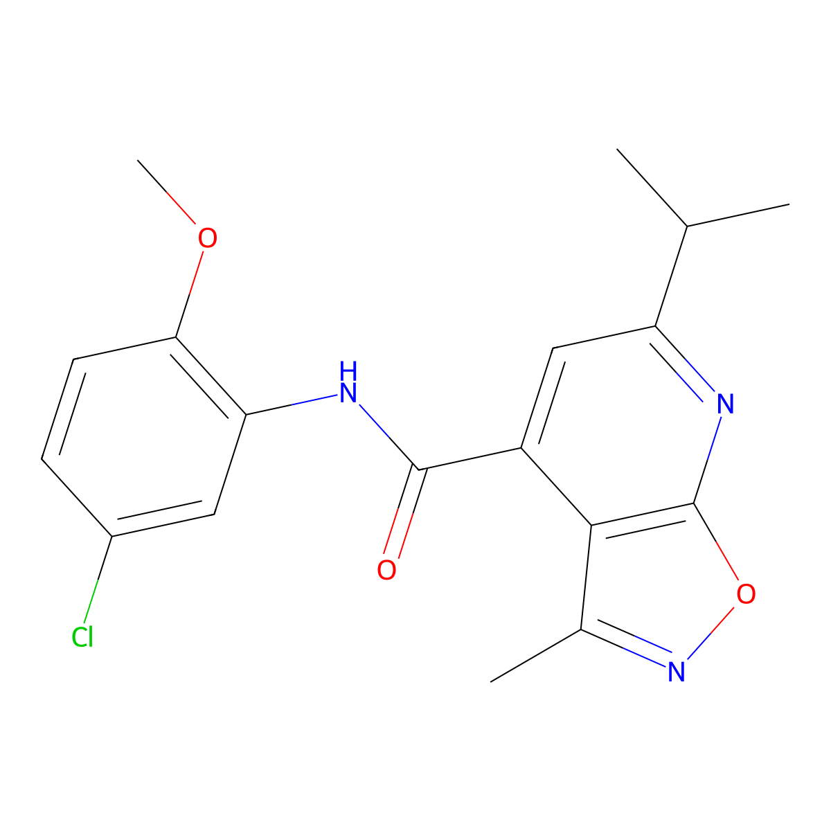 N-(5-chloro-2-methoxyphenyl)-3-methyl-6-(propan-2-yl)[1,2]oxazolo[5,4-b]pyridine-4-carboxamide molecular structure, CAS 1190258-83-3