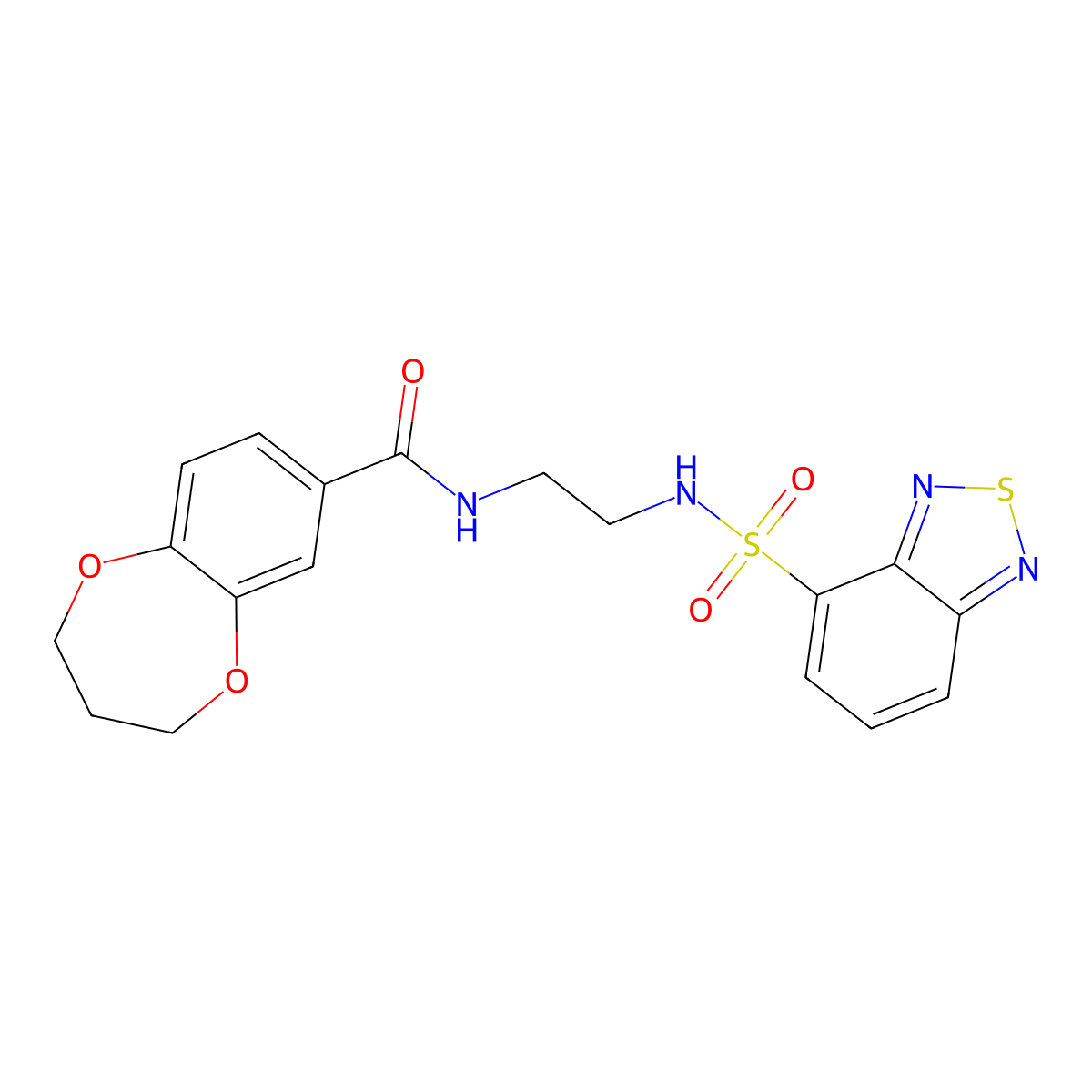 N-{2-[(2,1,3-benzothiadiazol-4-ylsulfonyl)amino]ethyl}-3,4-dihydro-2H-1,5-benzodioxepine-7-carboxamide molecular structure, CAS 1190258-87-7