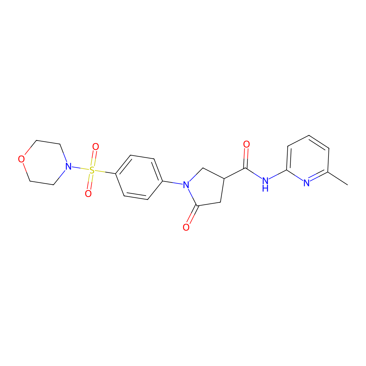 N-(6-methylpyridin-2-yl)-1-[4-(morpholin-4-ylsulfonyl)phenyl]-5-oxopyrrolidine-3-carboxamide molecular structure, CAS 1190258-88-8