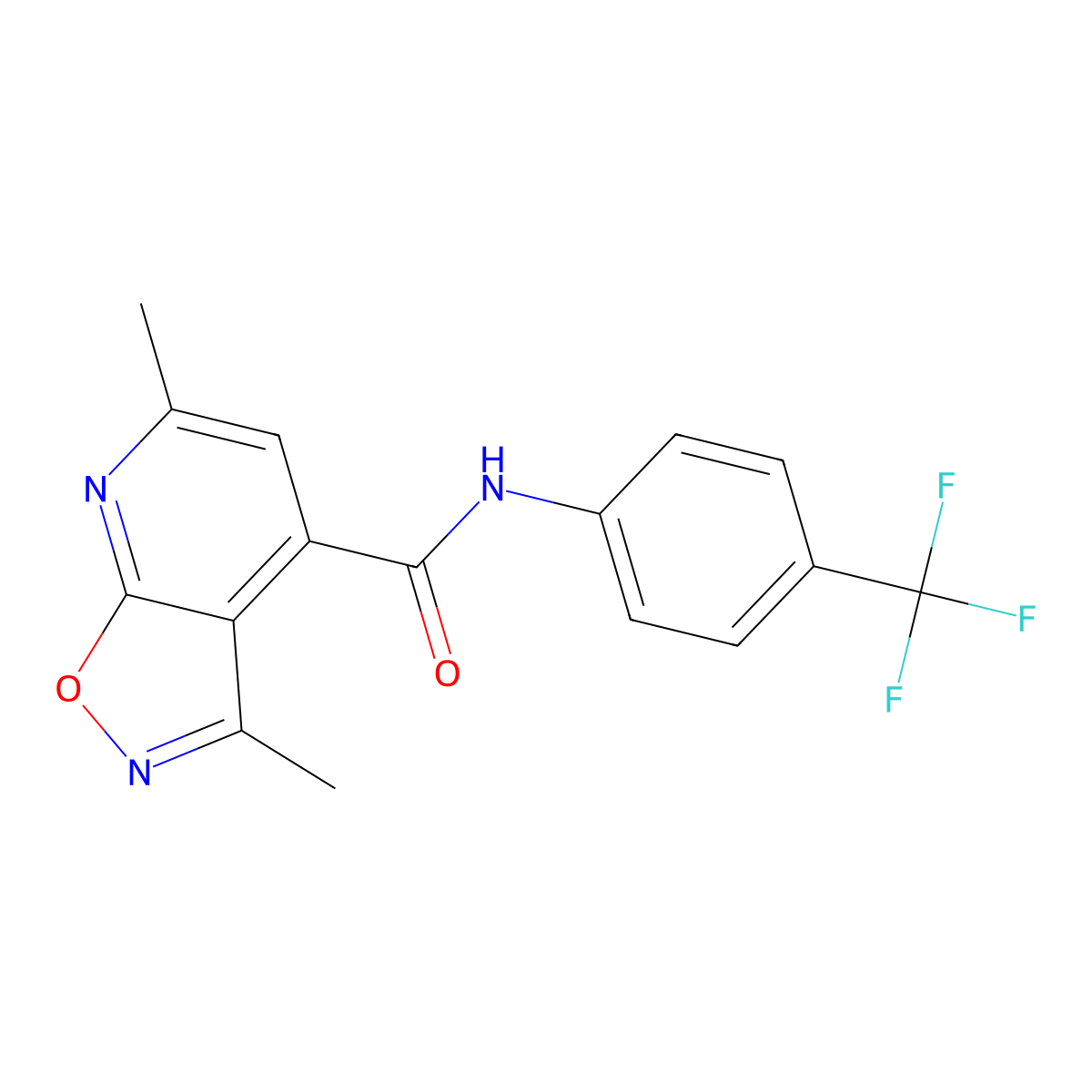 3,6-dimethyl-N-[4-(trifluoromethyl)phenyl][1,2]oxazolo[5,4-b]pyridine-4-carboxamide molecular structure, CAS 1190258-95-7
