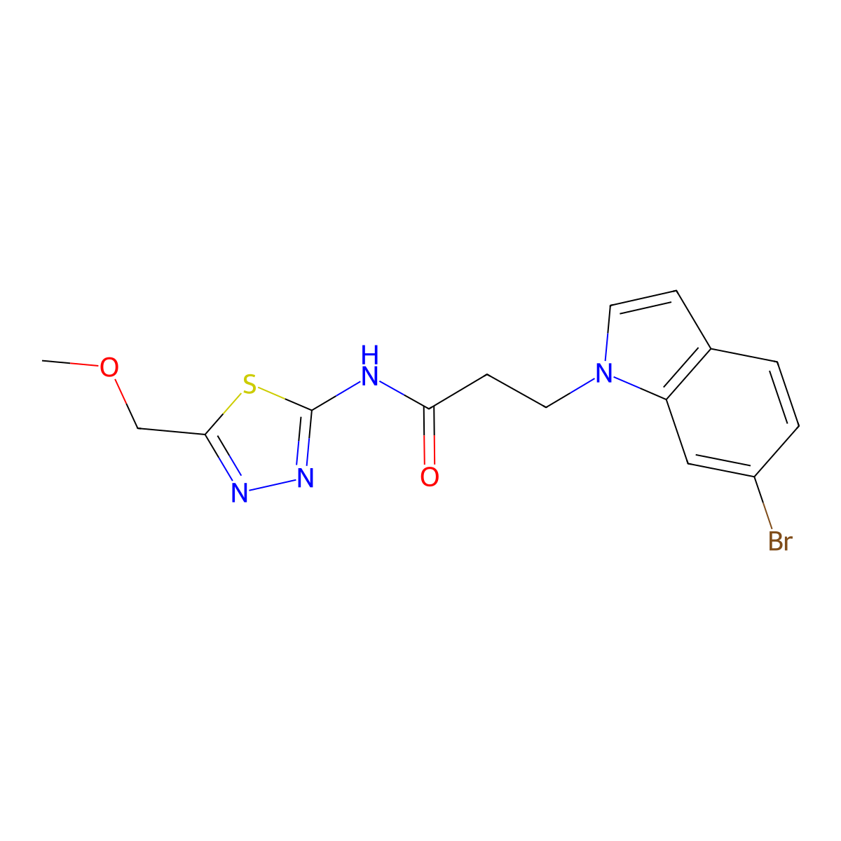 3-(6-bromo-1H-indol-1-yl)-N-[(2E)-5-(methoxymethyl)-1,3,4-thiadiazol-2(3H)-ylidene]propanamide molecular structure, CAS 1190259-00-7
