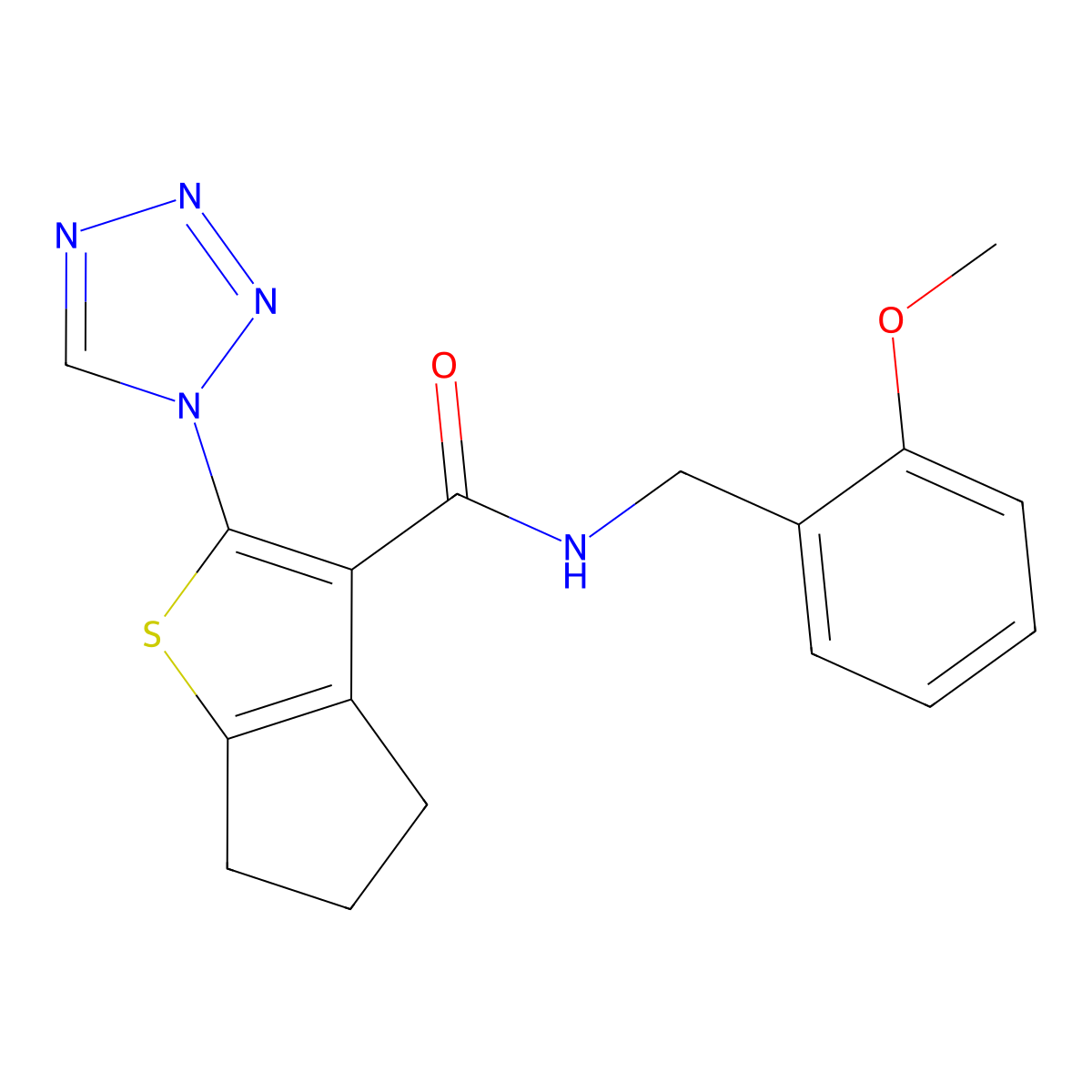N-(2-methoxybenzyl)-2-(1H-tetrazol-1-yl)-5,6-dihydro-4H-cyclopenta[b]thiophene-3-carboxamide molecular structure, CAS 1190259-29-0