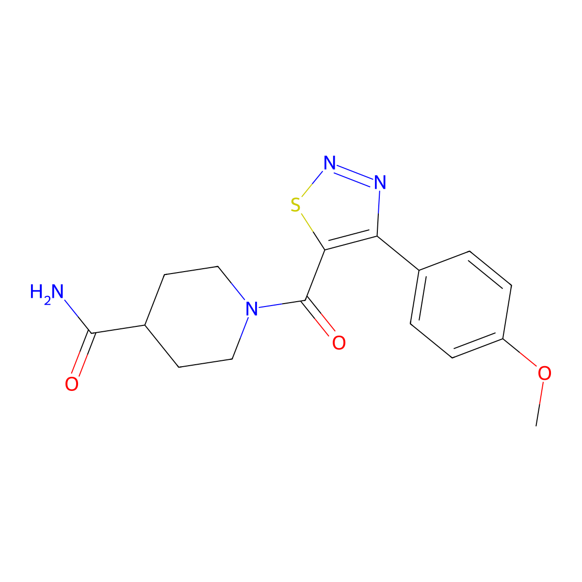 1-{[4-(4-Methoxyphenyl)-1,2,3-thiadiazol-5-yl]carbonyl}piperidine-4-carboxamide molecular structure, CAS 1190259-34-7