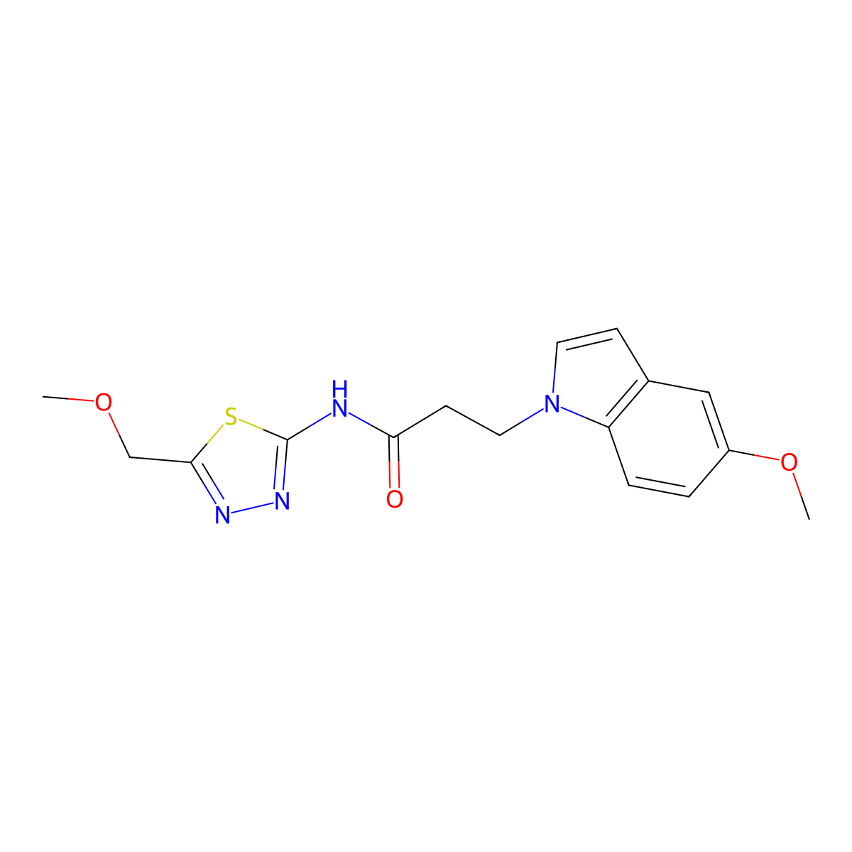 3-(5-methoxy-1H-indol-1-yl)-N-[(2E)-5-(methoxymethyl)-1,3,4-thiadiazol-2(3H)-ylidene]propanamide molecular structure, CAS 1190259-36-9