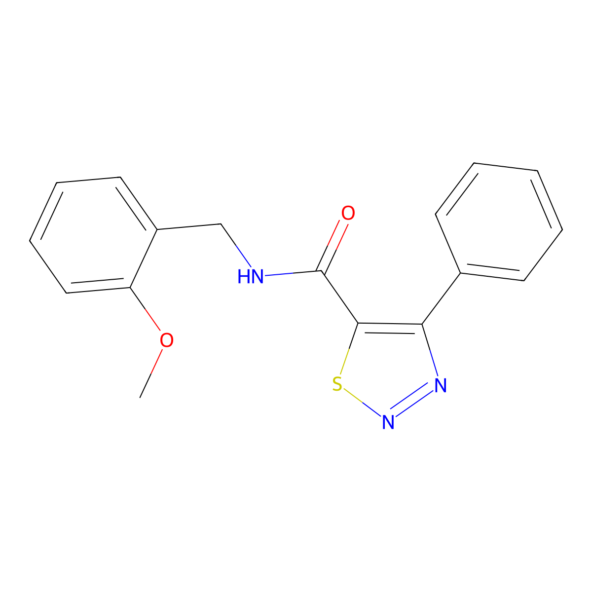 N-(2-methoxybenzyl)-4-phenyl-1,2,3-thiadiazole-5-carboxamide molecular structure, CAS 1190259-42-7