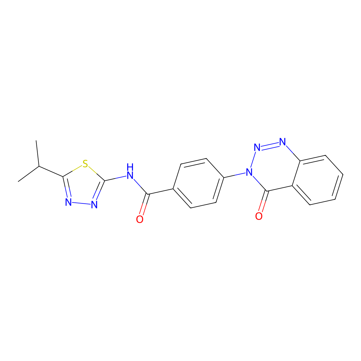 4-(4-oxo-1,2,3-benzotriazin-3(4H)-yl)-N-[(2Z)-5-(propan-2-yl)-1,3,4-thiadiazol-2(3H)-ylidene]benzamide molecular structure, CAS 1190259-48-3