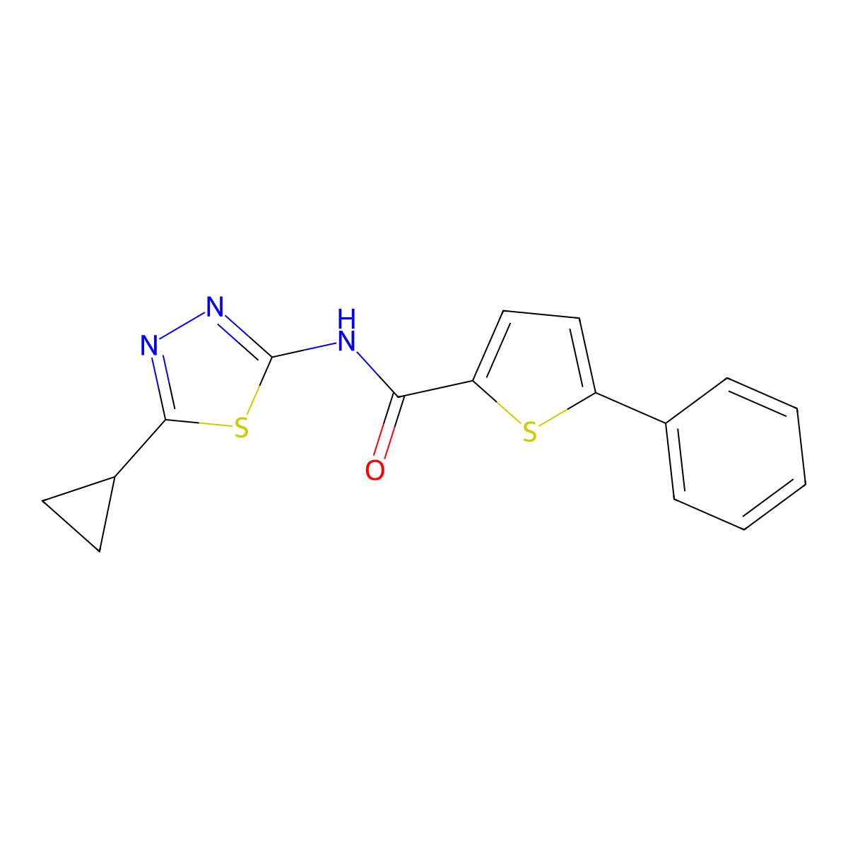 N-(5-cyclopropyl-1,3,4-thiadiazol-2-yl)-5-phenylthiophene-2-carboxamide molecular structure, CAS 1190259-56-3