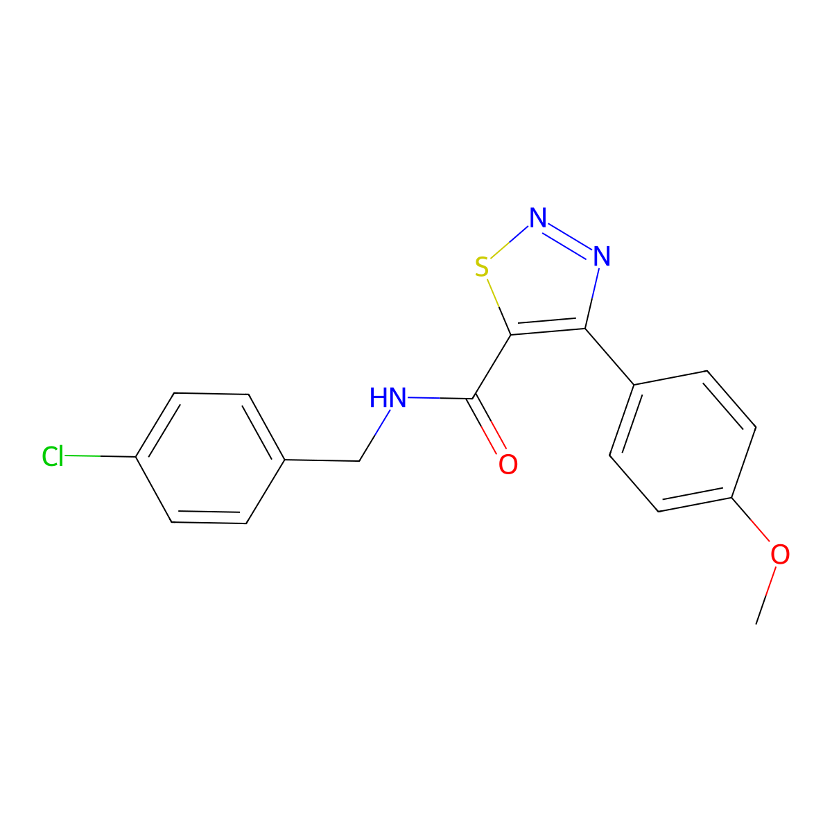 N-(4-chlorobenzyl)-4-(4-methoxyphenyl)-1,2,3-thiadiazole-5-carboxamide molecular structure, CAS 1190259-57-4