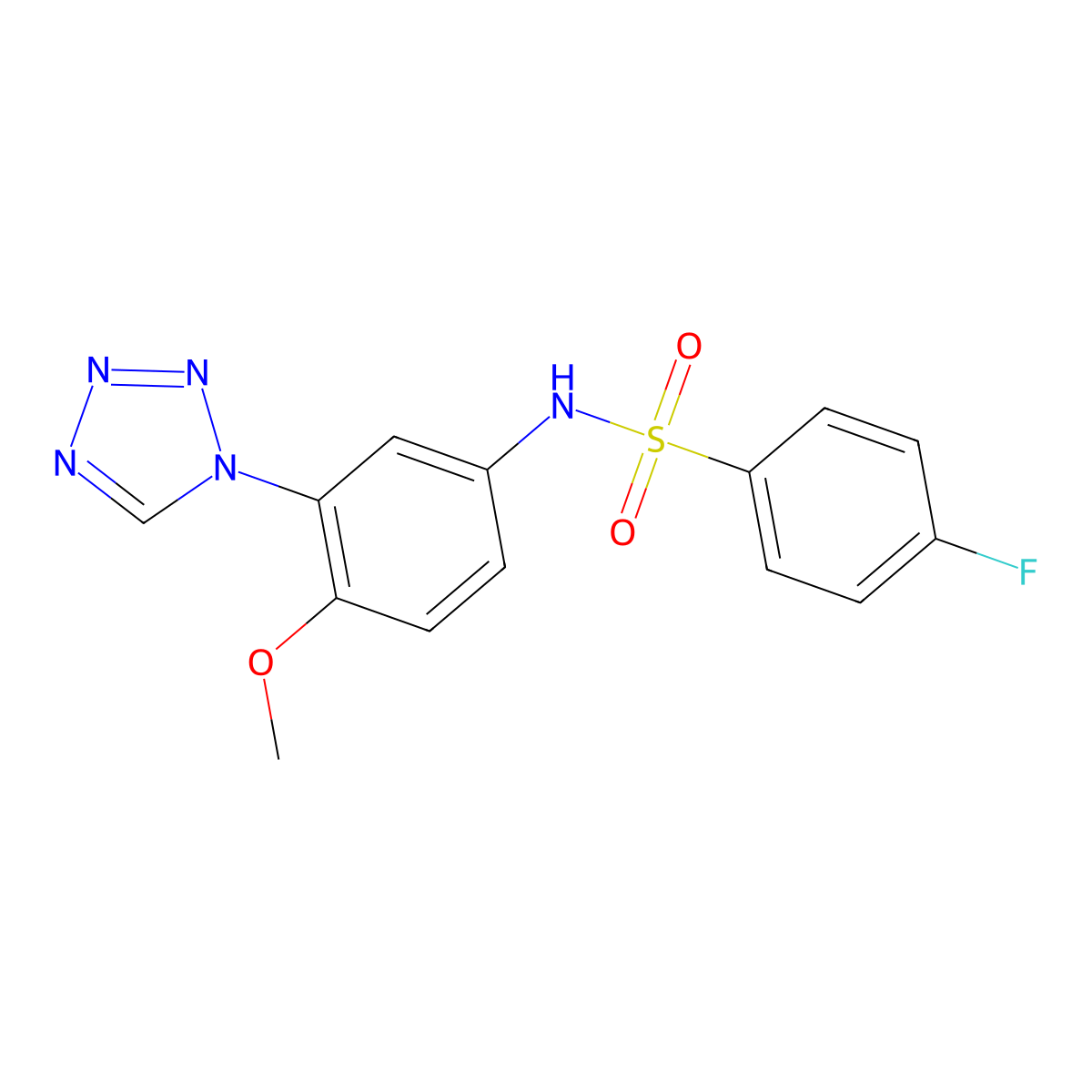 4-fluoro-N-[4-methoxy-3-(1H-tetrazol-1-yl)phenyl]benzenesulfonamide molecular structure, CAS 1190259-61-0