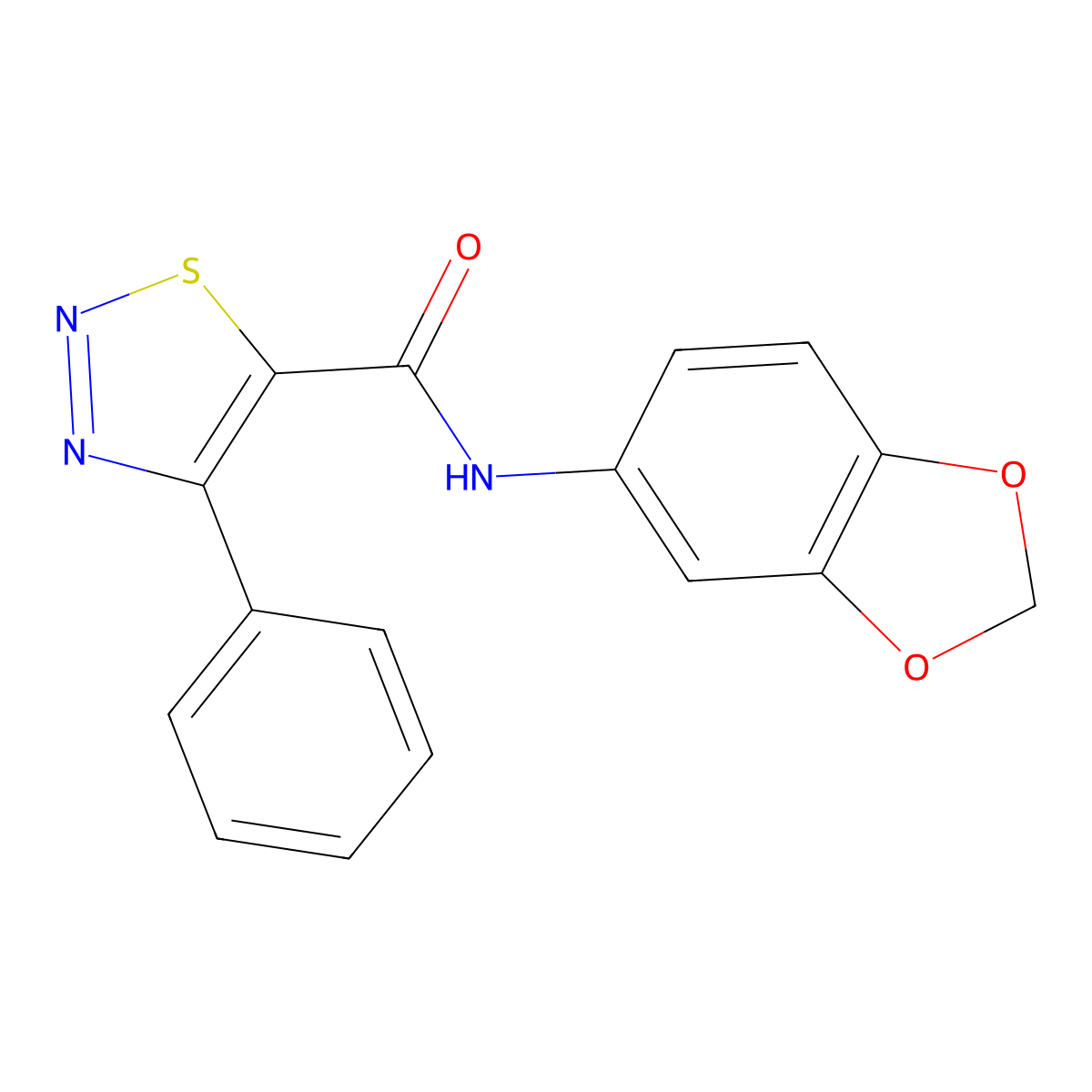 N-(1,3-benzodioxol-5-yl)-4-phenyl-1,2,3-thiadiazole-5-carboxamide molecular structure, CAS 1190259-95-0