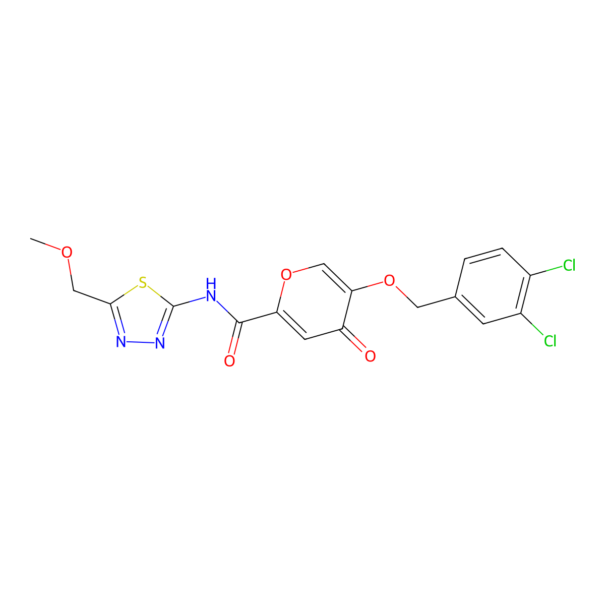 5-[(3,4-dichlorobenzyl)oxy]-N-[(2Z)-5-(methoxymethyl)-1,3,4-thiadiazol-2(3H)-ylidene]-4-oxo-4H-pyran-2-carboxamide molecular structure, CAS 1190259-98-3